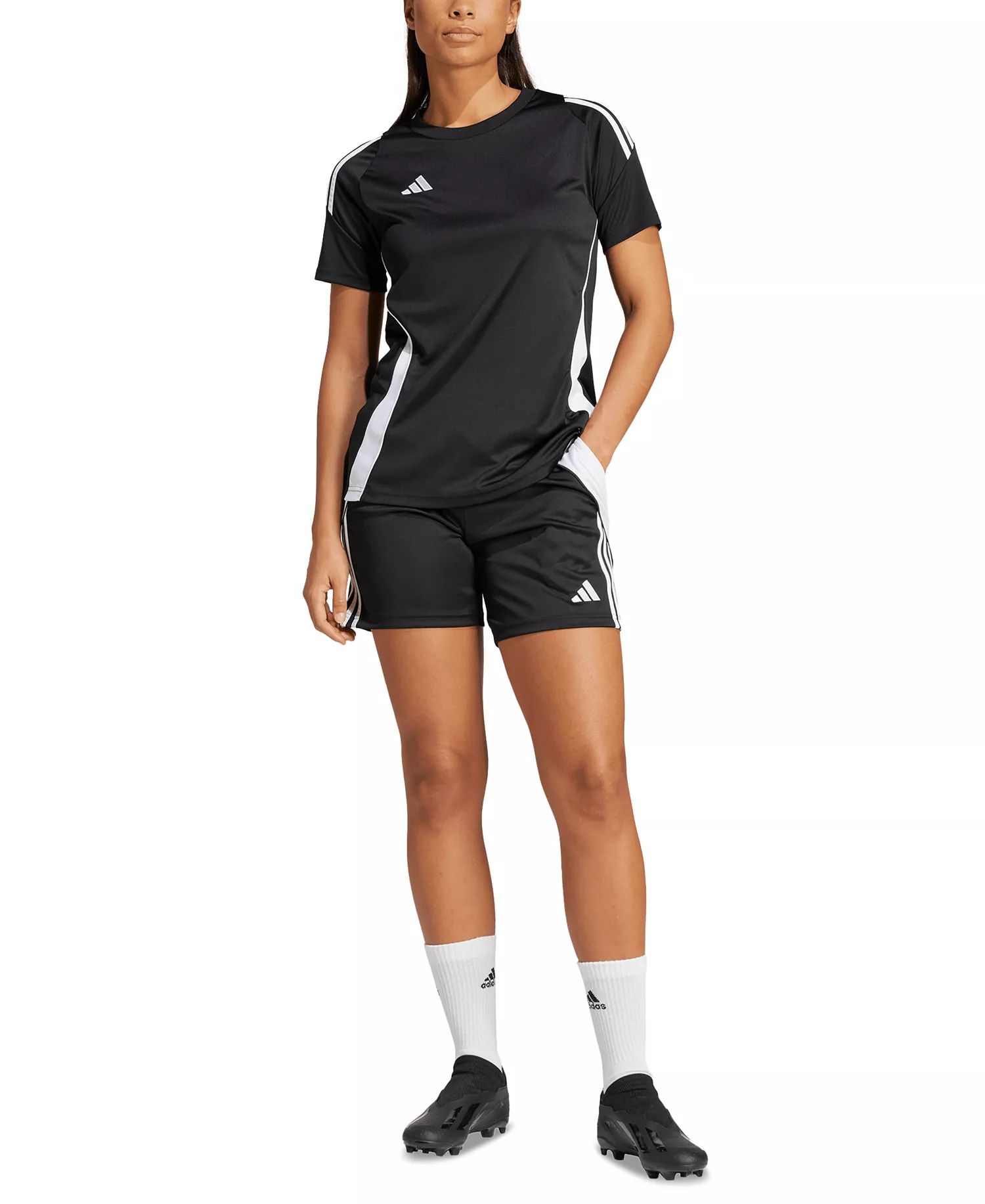 Women's Tiro 24 Jersey Top  - Black/white - L