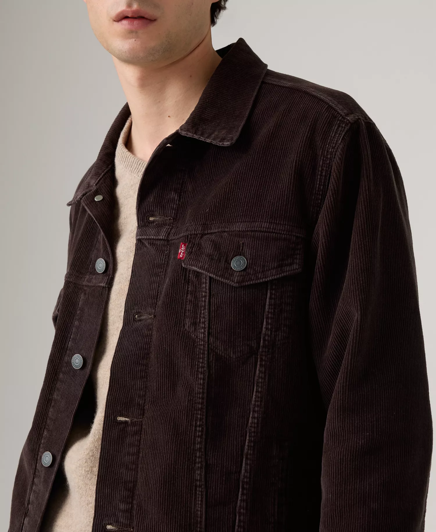Men's Regular-Fit Stretch Denim Trucker Jacket - Black Coffee - 2XL