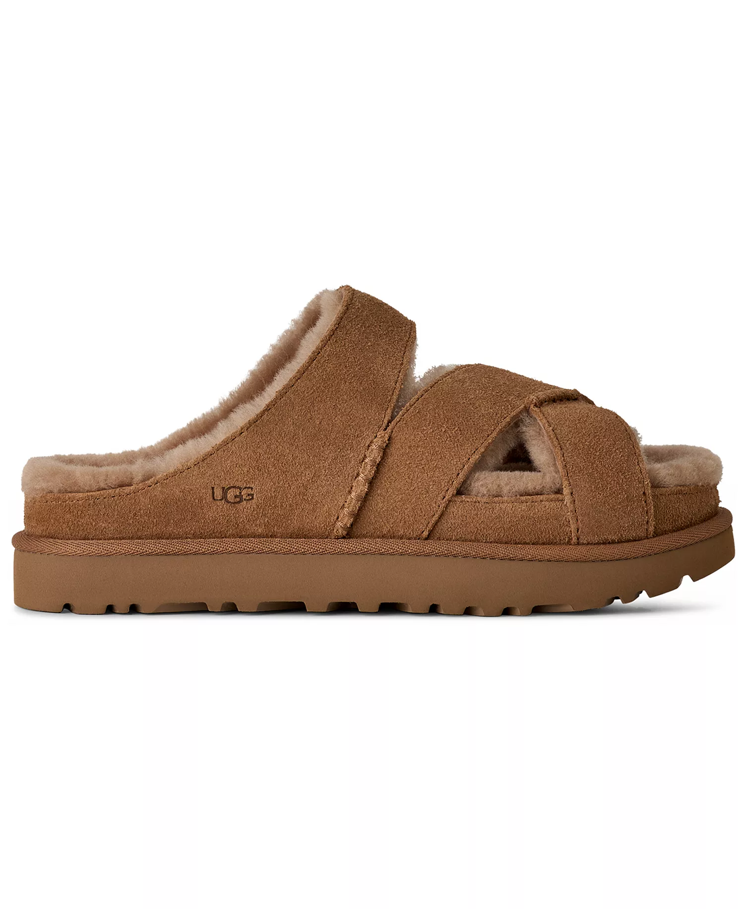 Women's Greenport Cross Strap Open Toe Slide Sandals - Chestnut - 10M