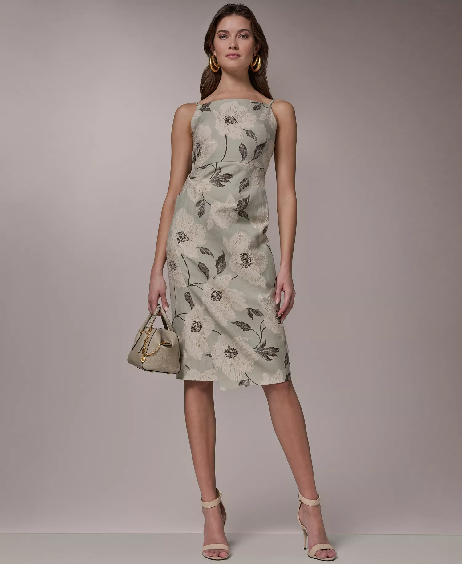 Women's Square Neck Faux Wrap Sheath Dress - Agave Multi - 10