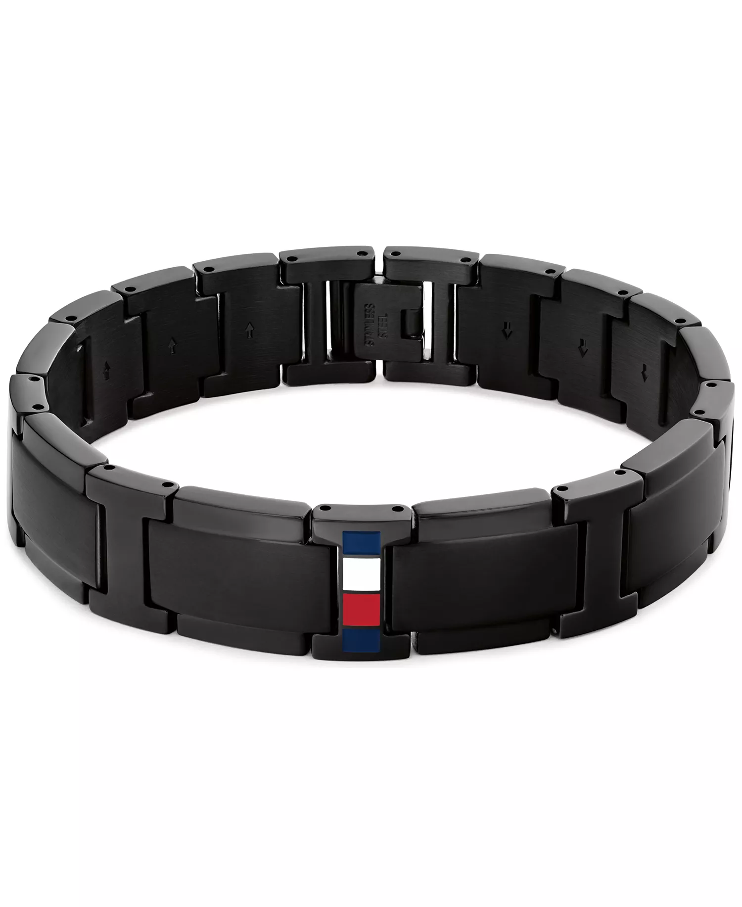 Men's Black Ion-Plating Stainless Steel Adjustable Bracelet - Black IP Stainless Steel - ONE SIZE