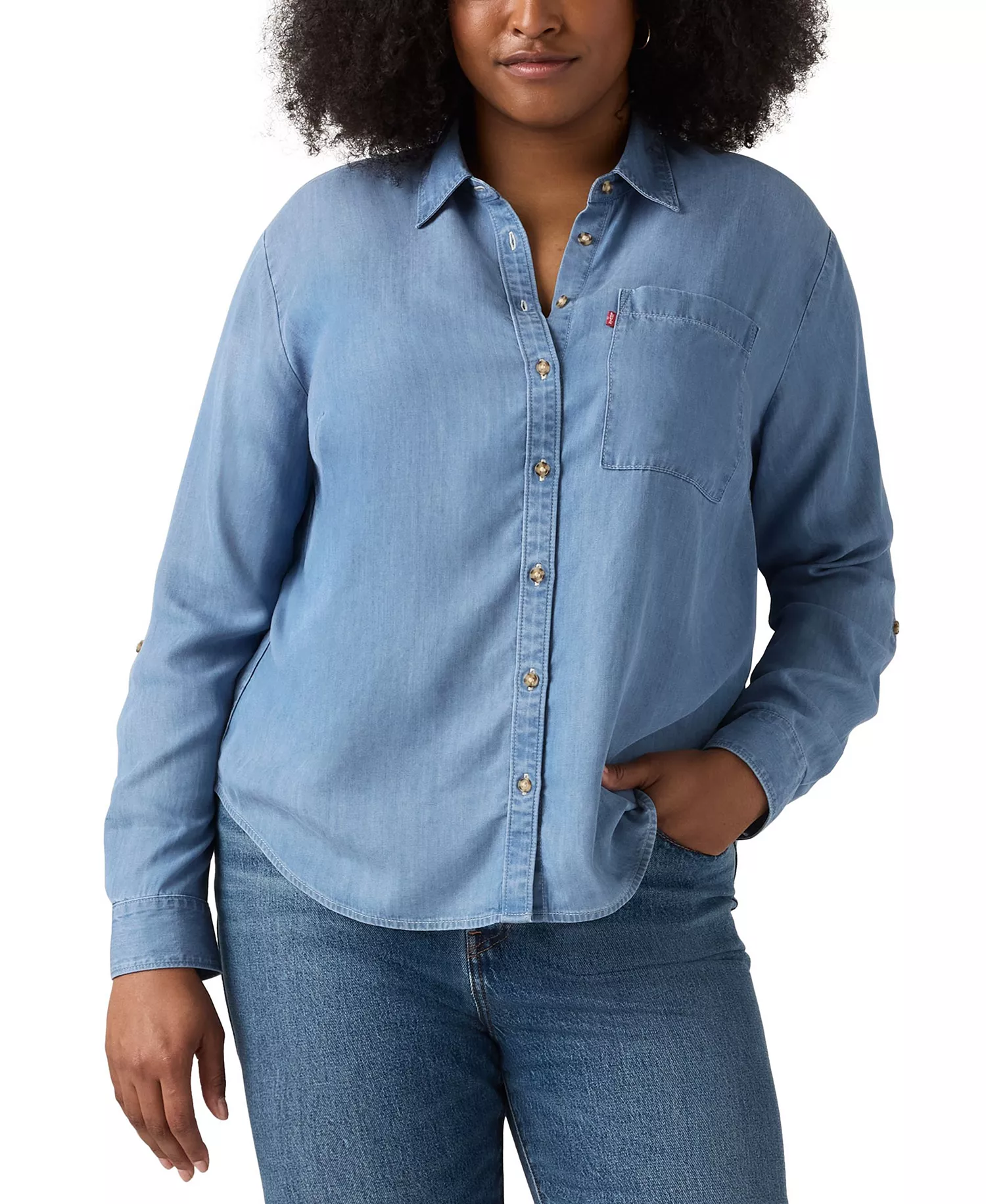 Plus Size Darlene Long Sleeve Shirt - Blue - 1X