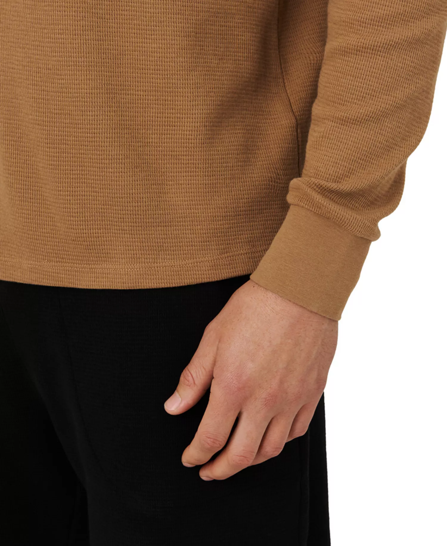 Men's Waffle-Knit Thermal Sleep Shirt - Beige - L