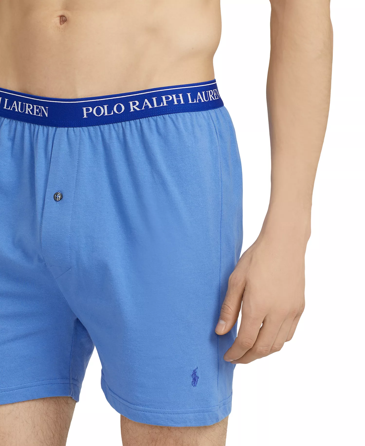 Men's 5-Pack Classic-Fit Cotton Knit Boxers  - Blue - L