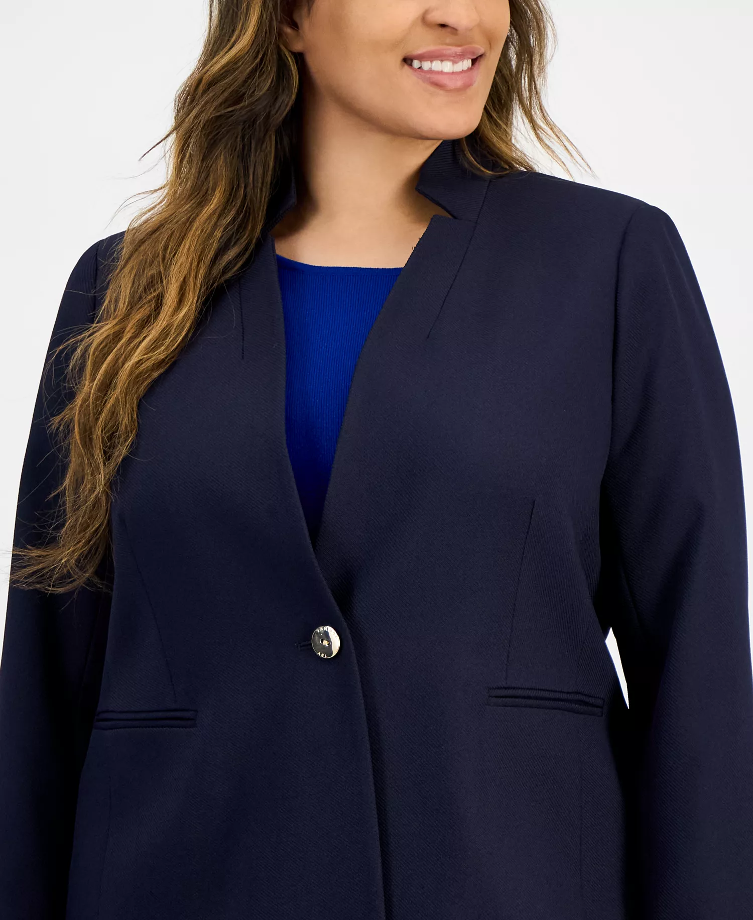 Plus Size Twill Topper Jacket  - Navy - 14W
