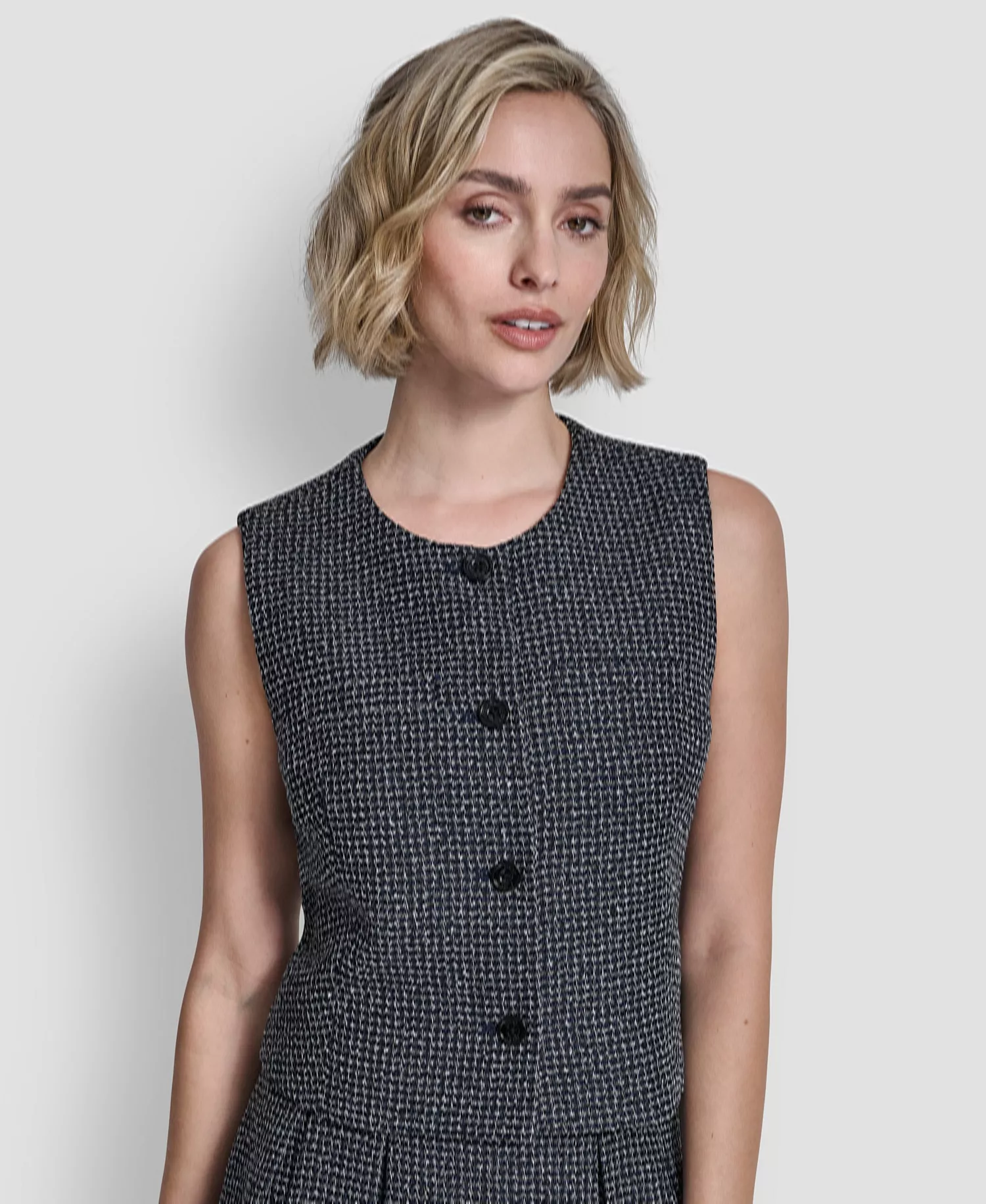 Women's Button-Front Vest Top - Navy Combo - 0
