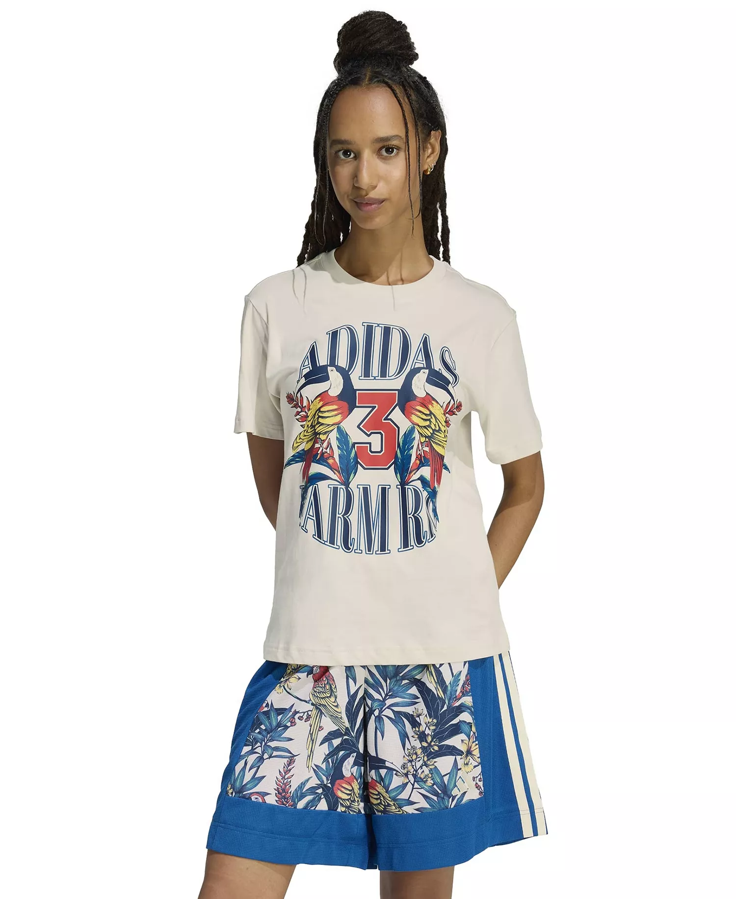 Women's x Farm Rio Graphic Crew Neck T-Shirt - Talc/Dark Marine - L