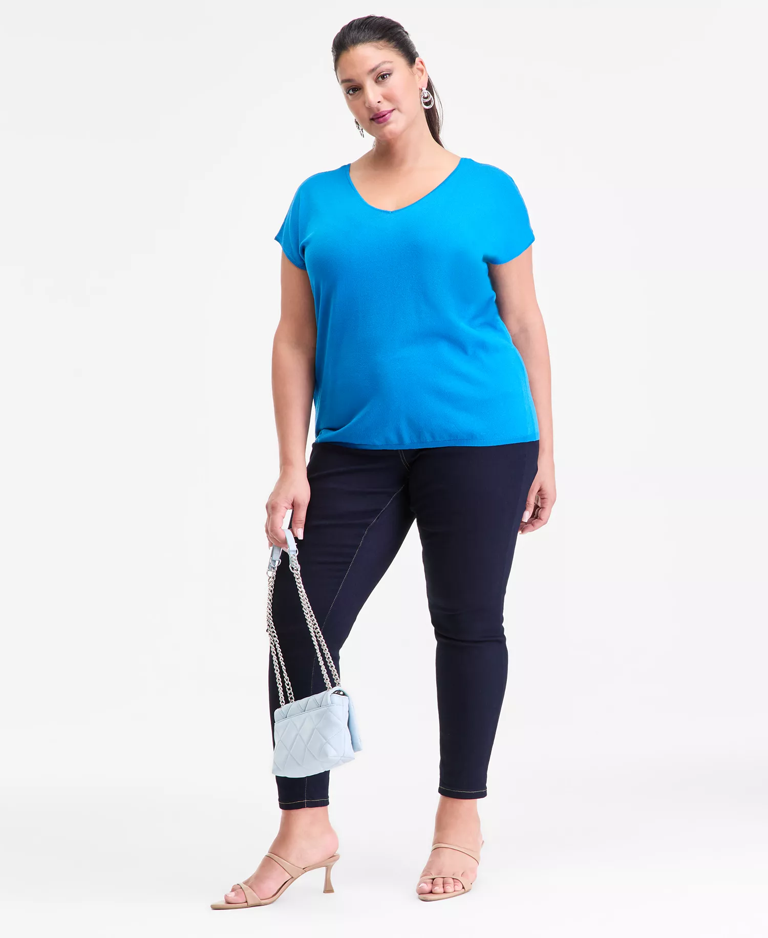 Women's Double V-Neck Dolman-Sleeve Top, Macy's Exclusive - Bijoux Blue - 0X