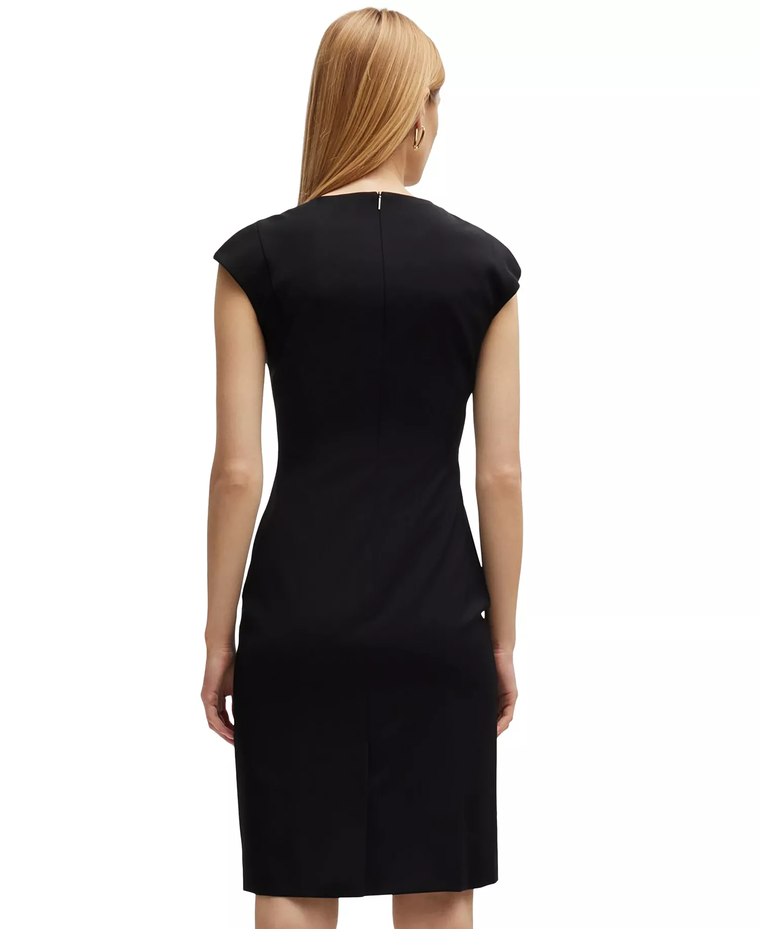 Women's Wool Cap Sleeve Slim-Fit Dress - Black - 0