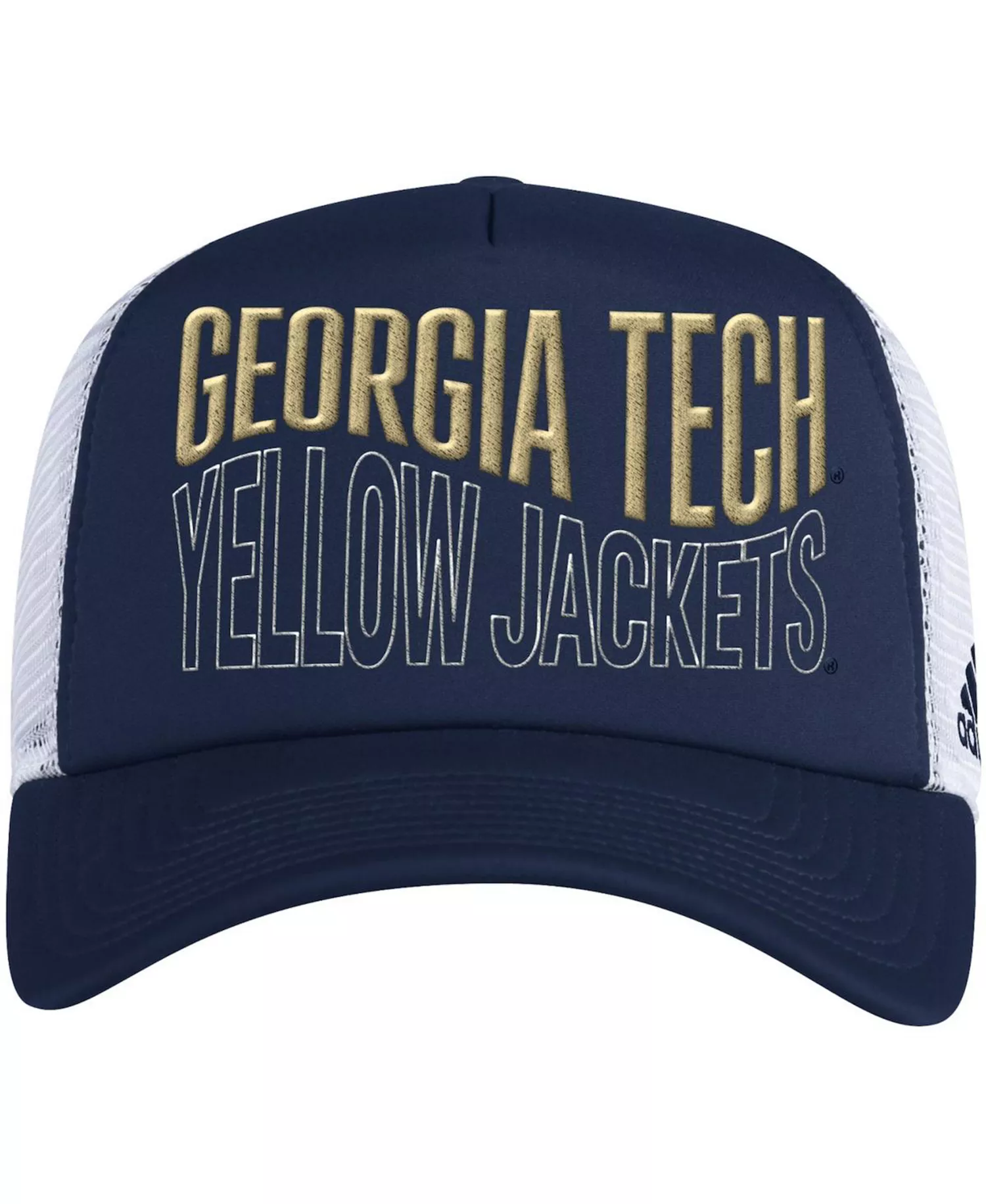 Men's Navy and White Georgia Tech Yellow Jackets Wave Foam Trucker Snapback Hat - Navy, White - One Size Fits All