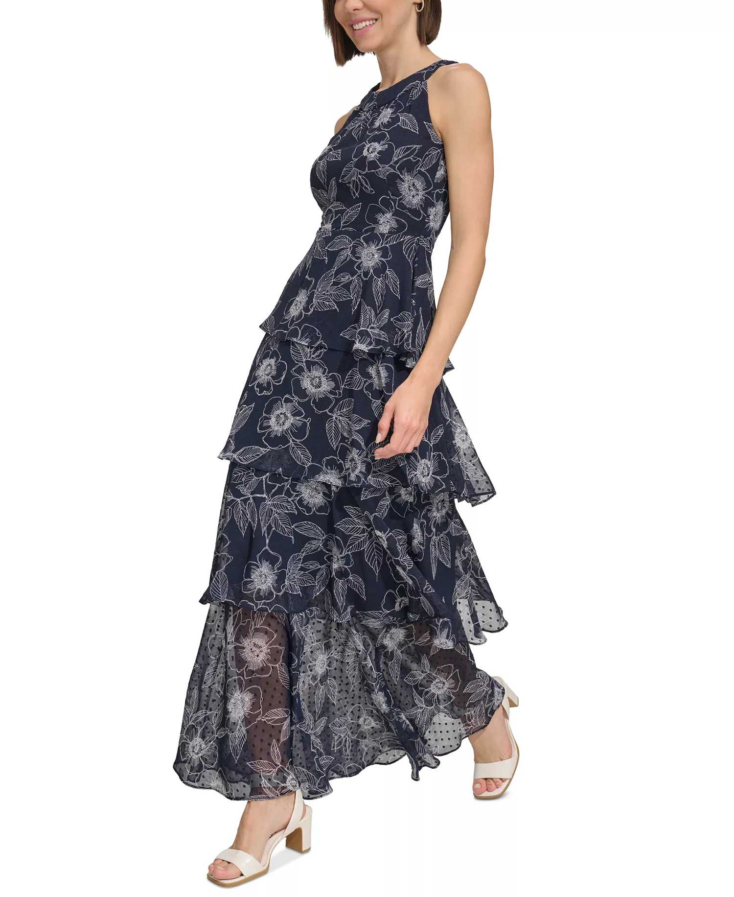 Women's Tiered Chiffon Maxi Dress  - Sky Capt/i - 10