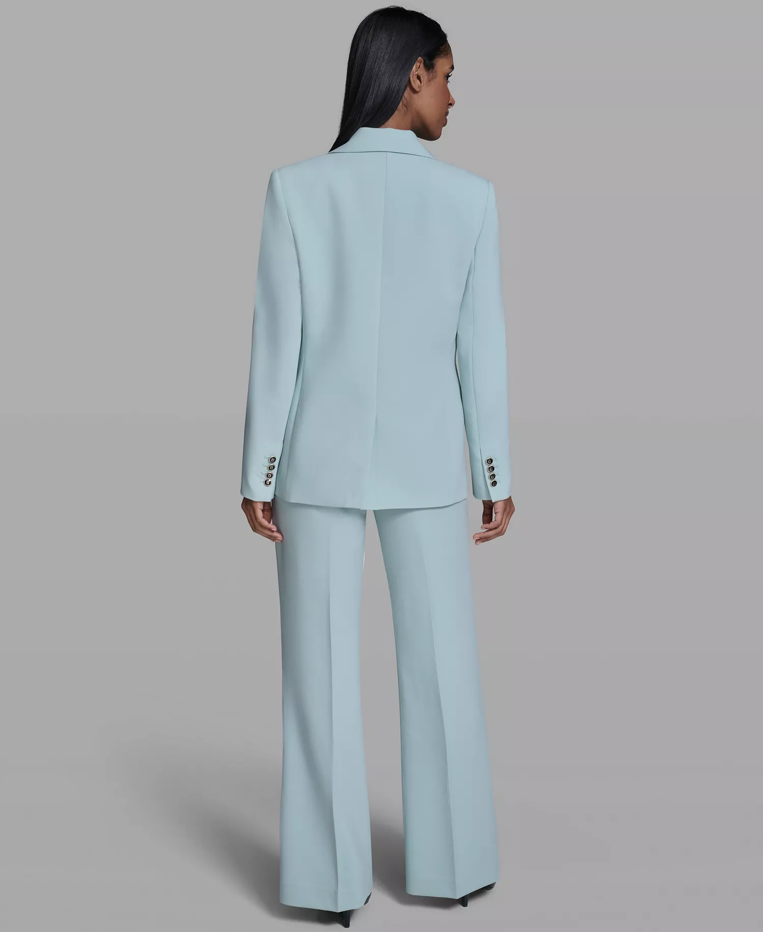 Women's Notch Lapel Collar One-Button Jacket - Aqua Mist - 0