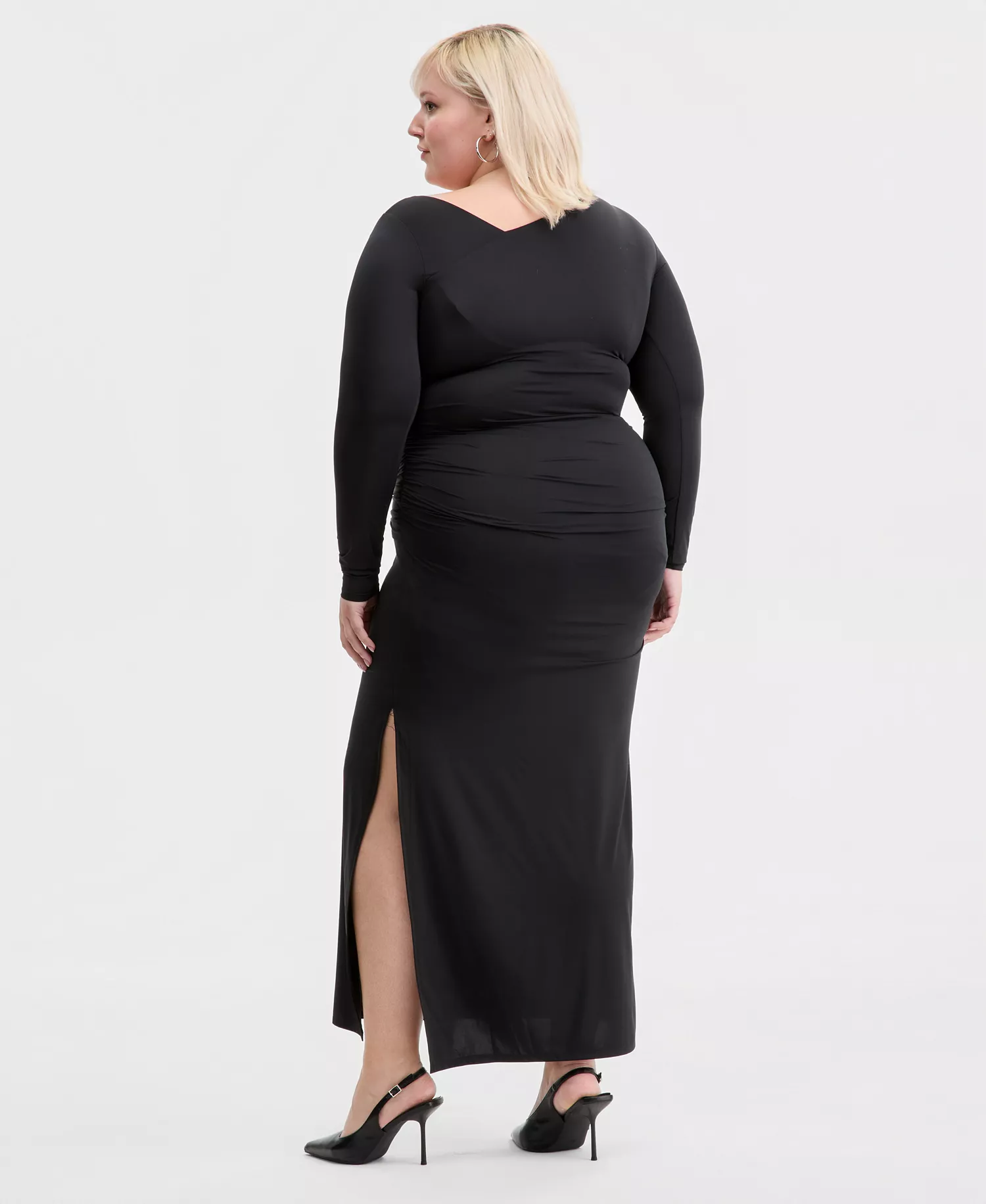 Trendy Plus Size Asymmetrical-Neck Midi Dress, Macy's Exclusive - Black - 0X