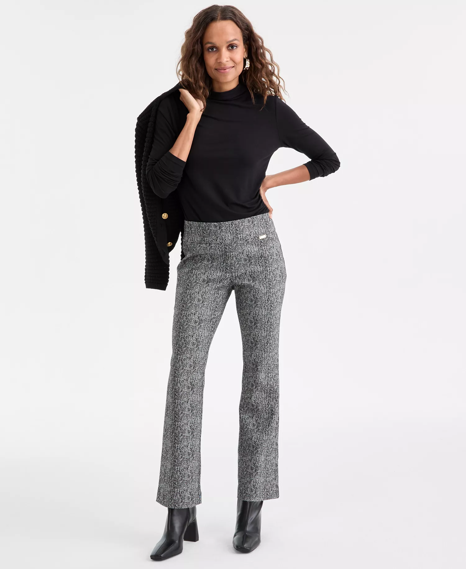 Herringbone Bootcut Pants, Petite & Petite Short, Macy's Exclusive - JAQ GOLD L - 10PS