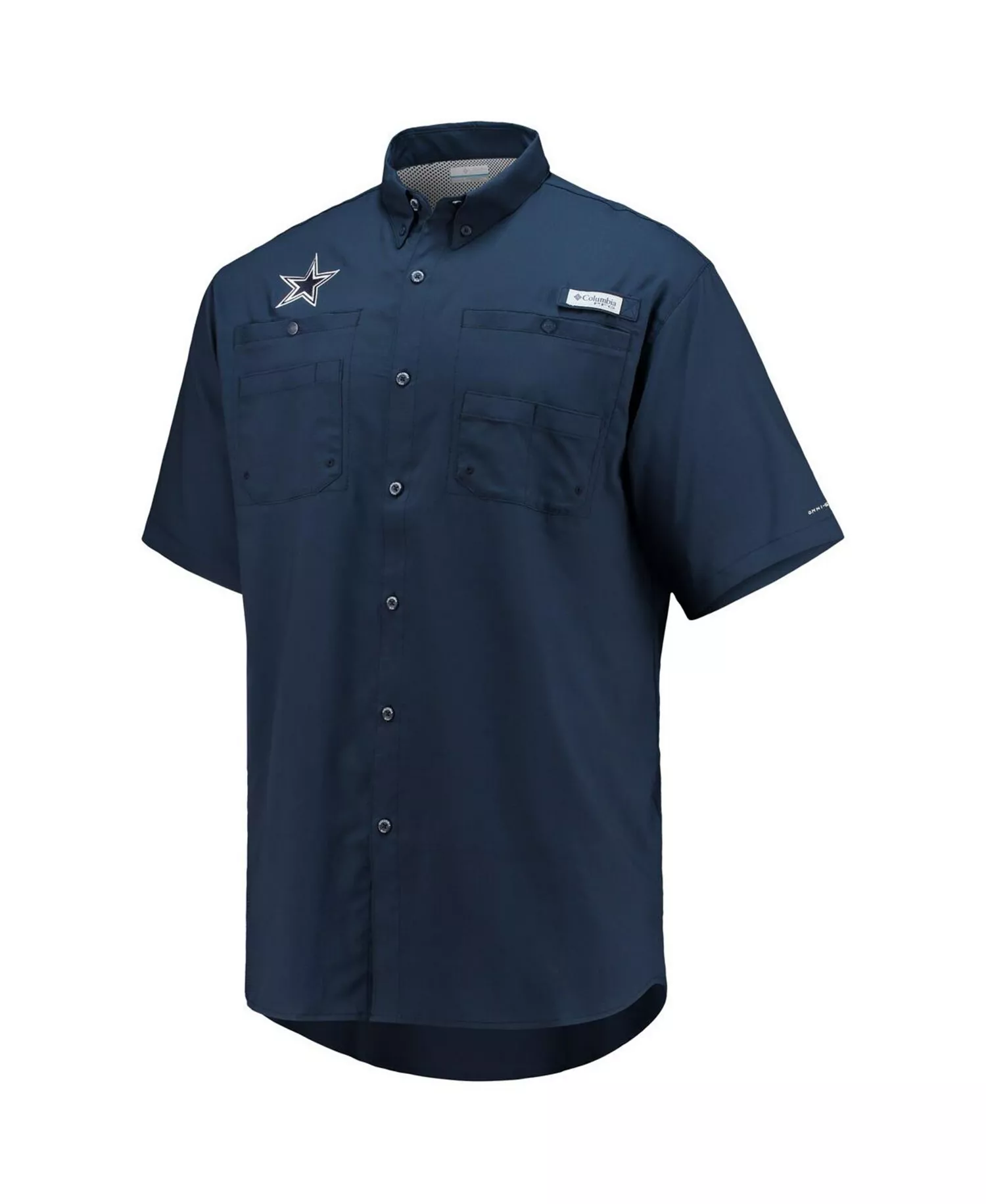 Men's Navy Dallas Cowboys Tamiami Omni-Shade Button-Down Short Sleeve Shirt - Navy - XLT