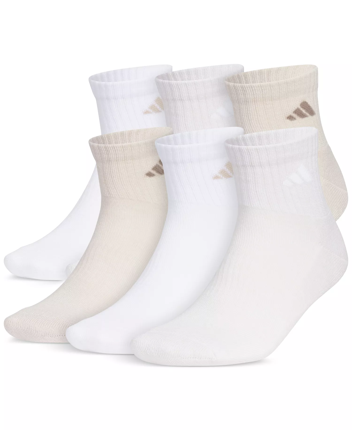 Men's 6pk. Logo Quarter Socks - Beige - 6-12