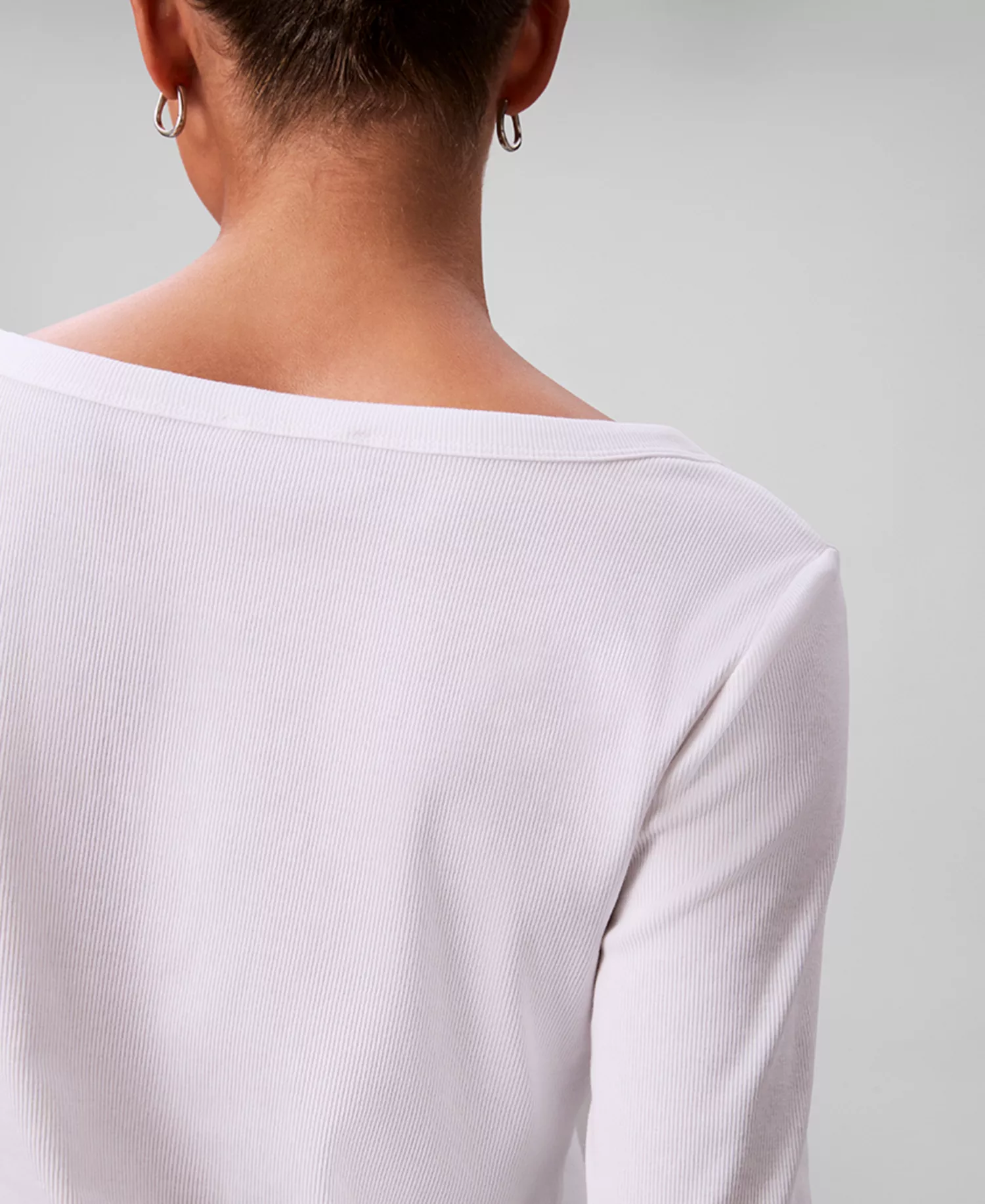 Women's Long Sleeve Ribbed Knit T-Shirt - Brilliant White - M