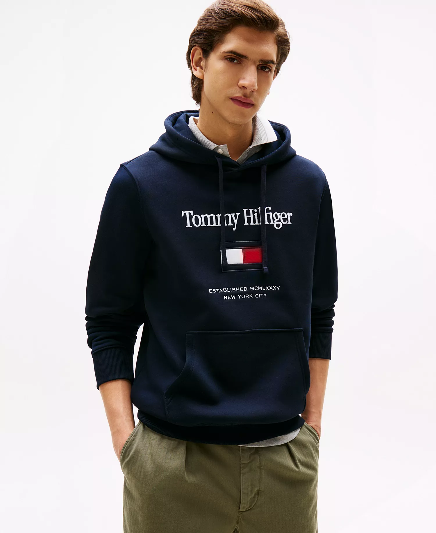Men's Embroidered Flag Hoodie - Desert Sky - L
