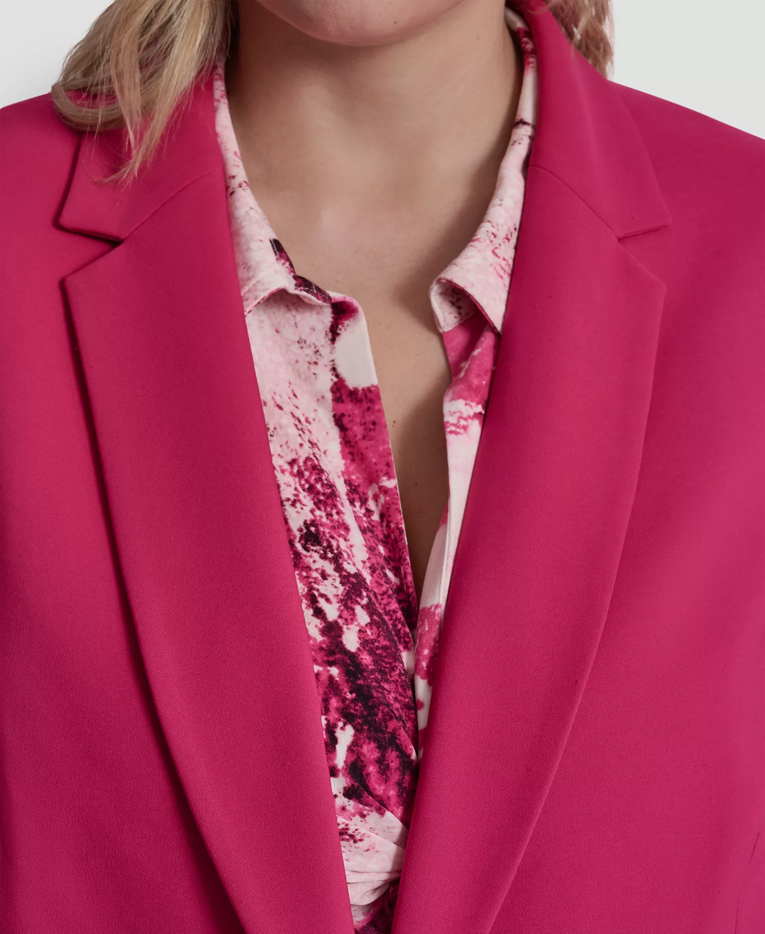 Plus Size 1-Button Ruched-Sleeve Blazer - Hot Pink - 14W