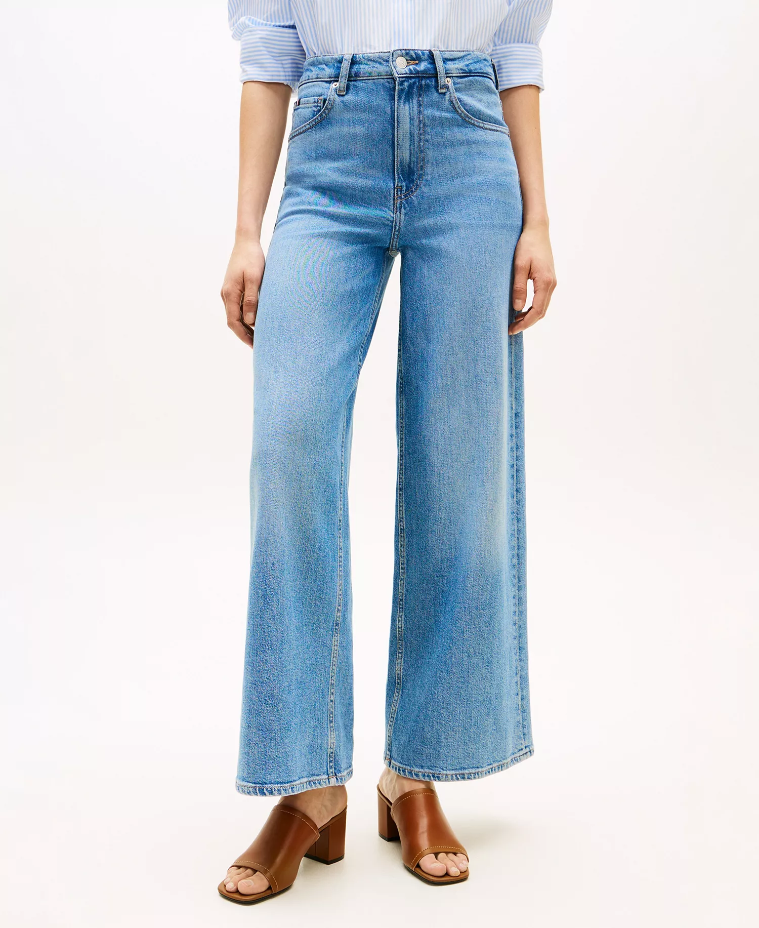 Women's Wide-Leg High-Waist Jeans - Bay Blue - 10