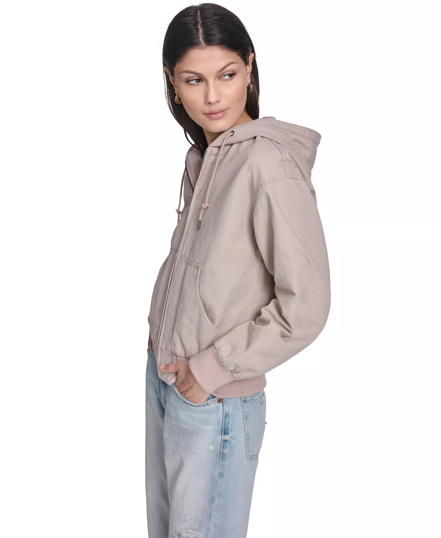 Women's Relaxed Hooded Bomber Jacket - Fawn - L