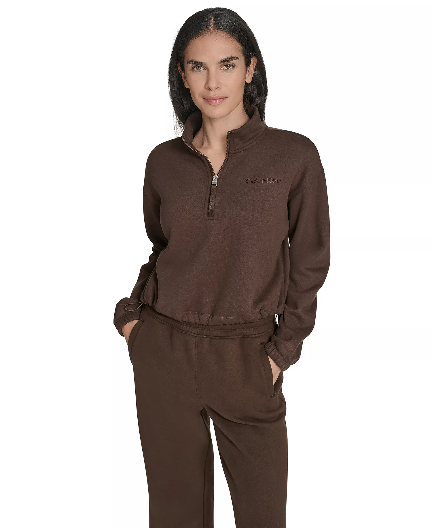 Women's Performance Half-Zip Pull-On Sweatshirt - Brown Cork - 2XL
