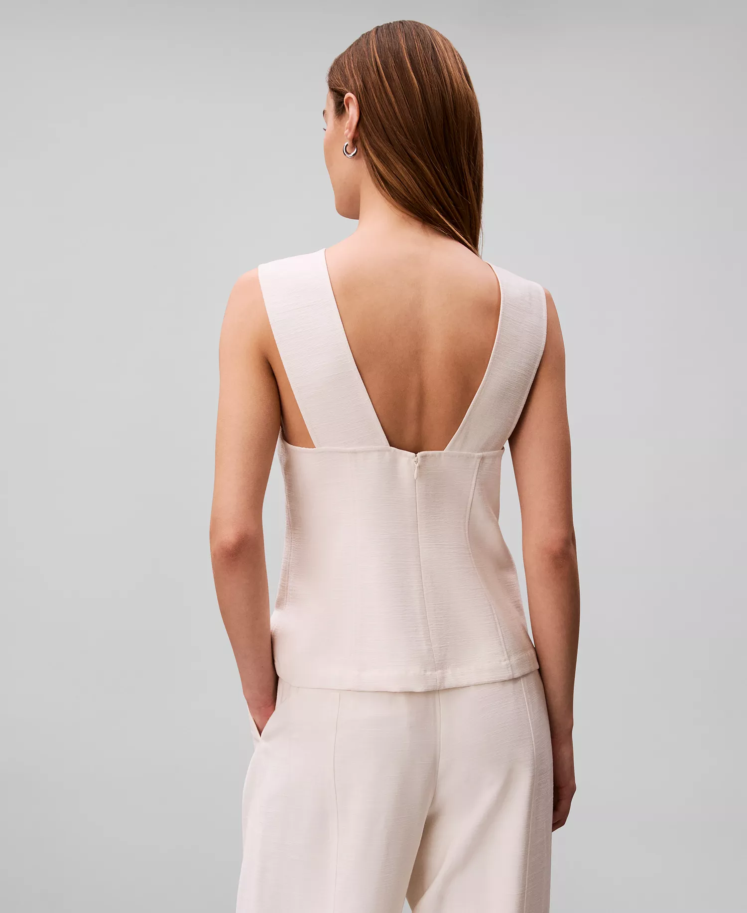 Women's Textured Sleeveless Top - Tofu - 10