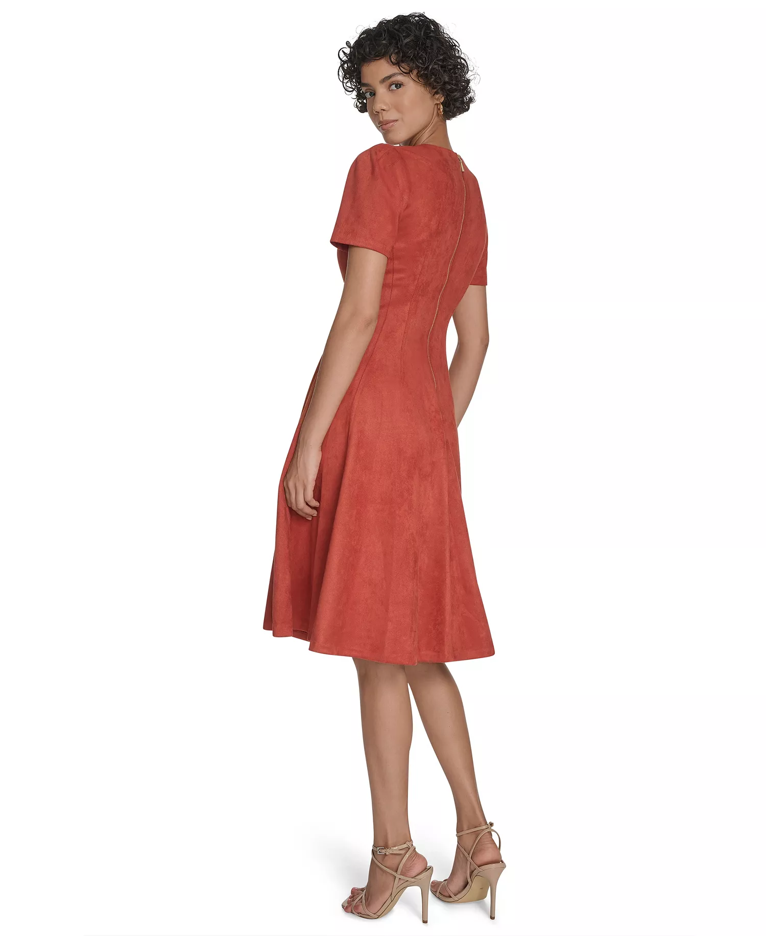 Women's Fit and Flare Short Dress - Chai Tea - 4