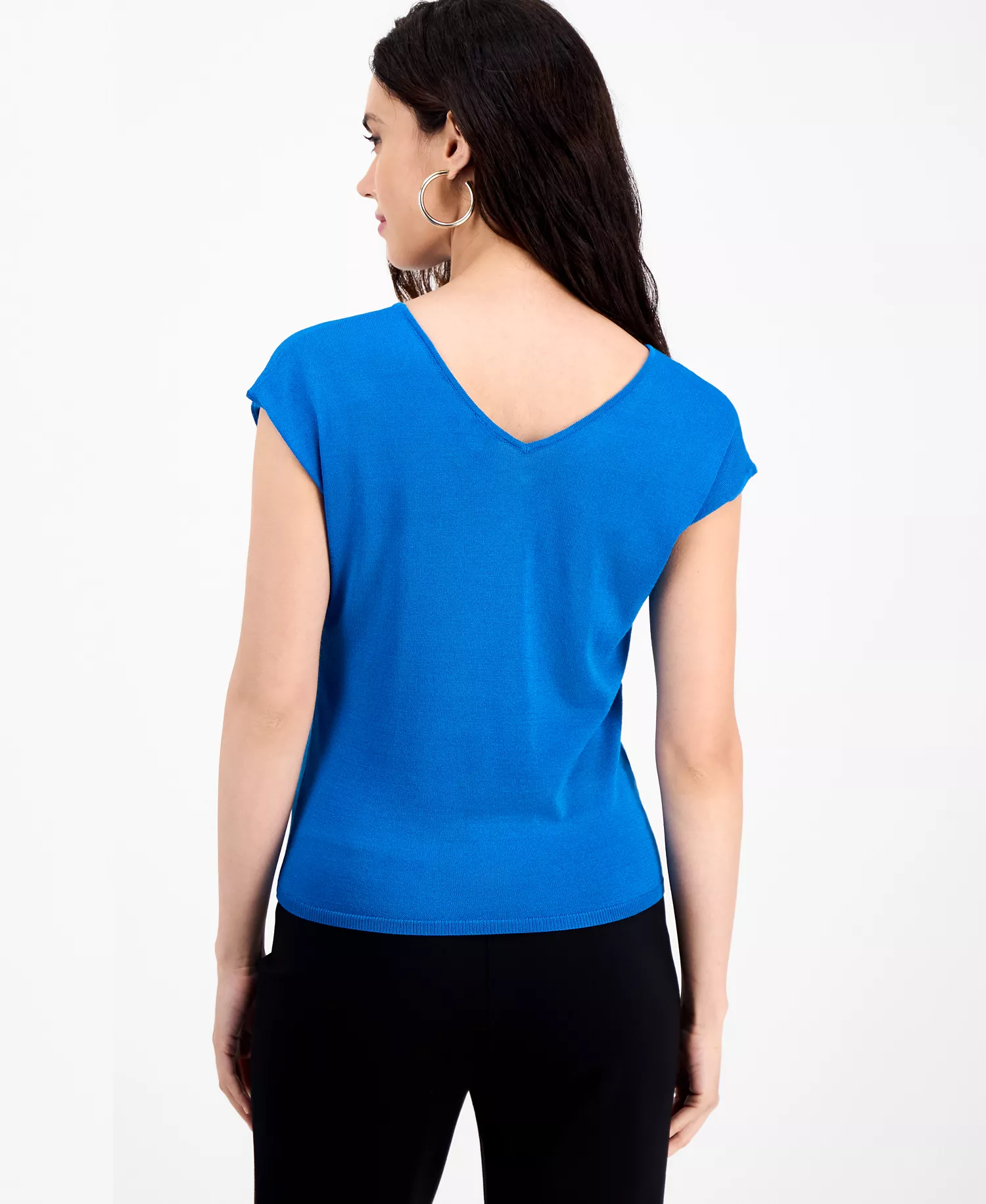 Women's Cap-Sleeve Sweater, Macy's Exclusive - Bijoux Blue - L