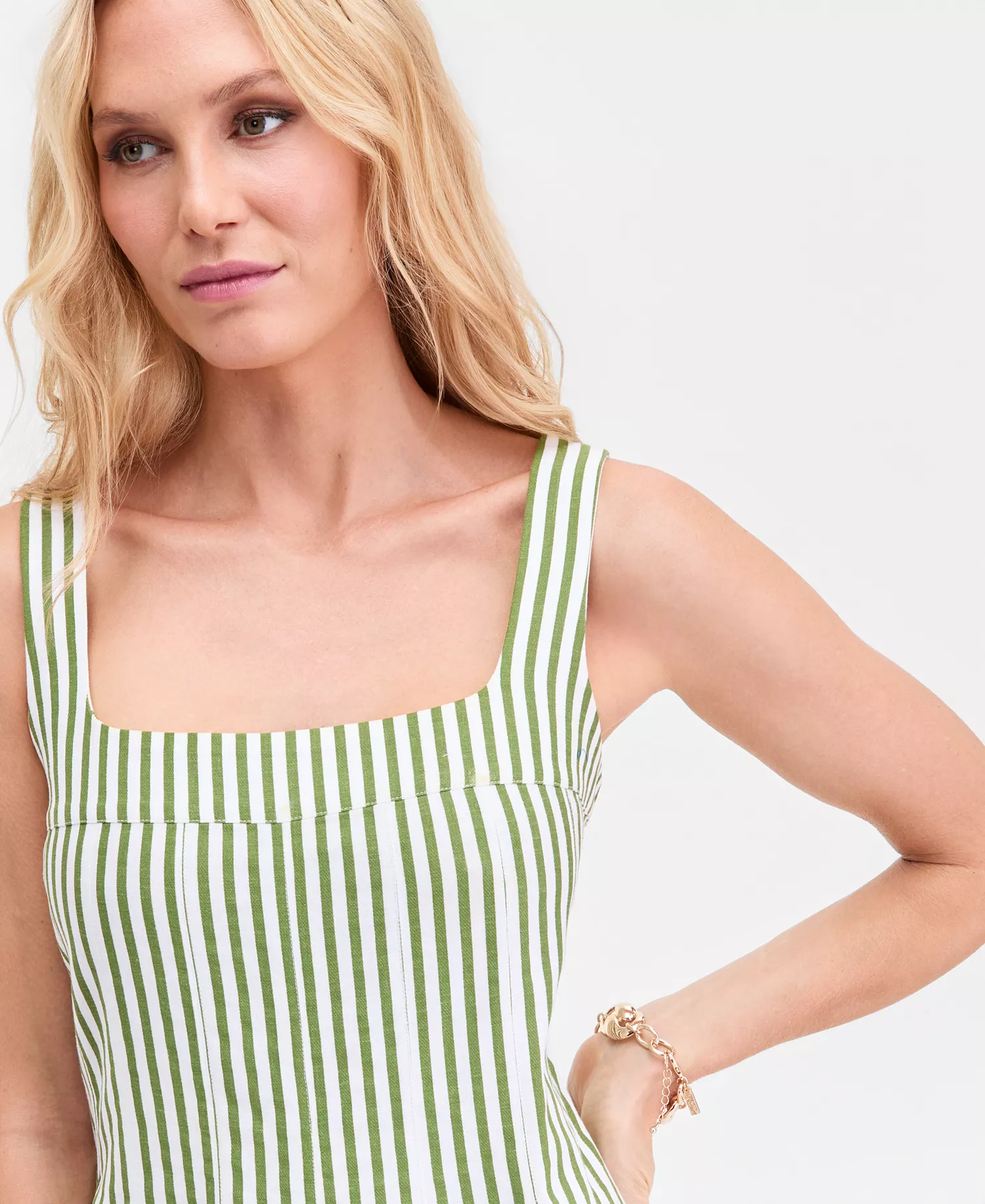 Women's Bryn Sleeveless Striped Dress, Macy's Exclusive - Brynn Stripe Green - L