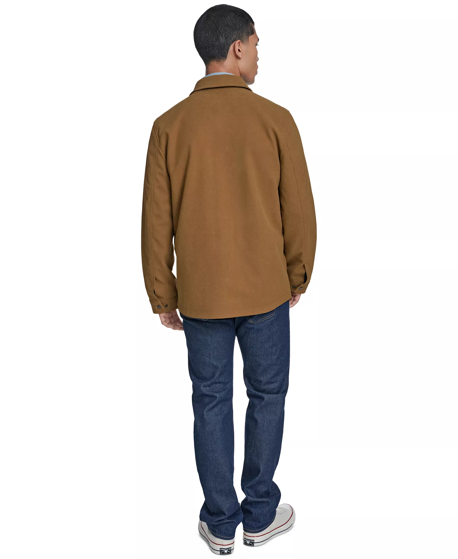 Men's Front Zipper Shirt Jacket - Toffee - 2XL