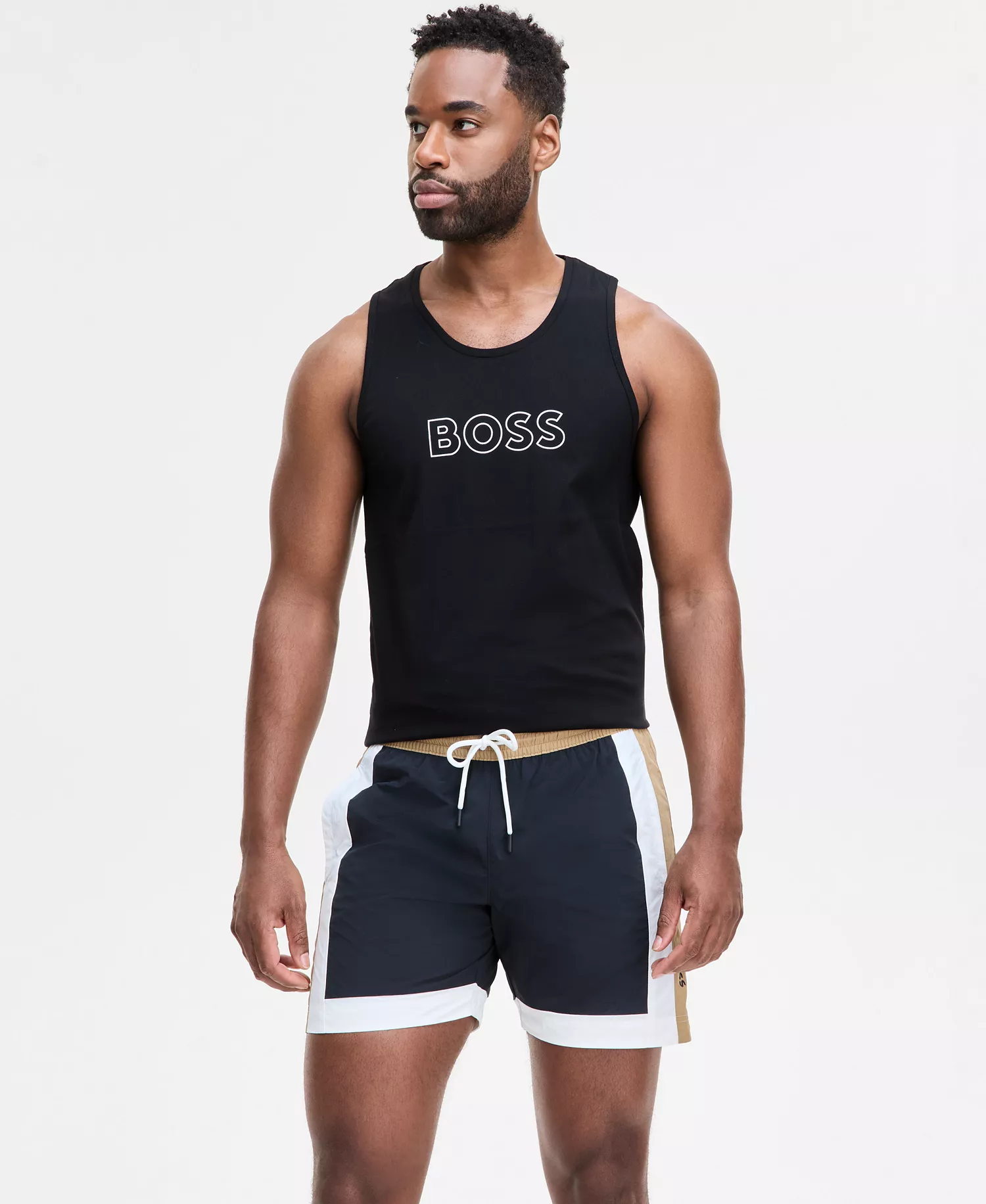 Men's Colorblocked Drawstring 5" Swim Shorts - Black - 2XL