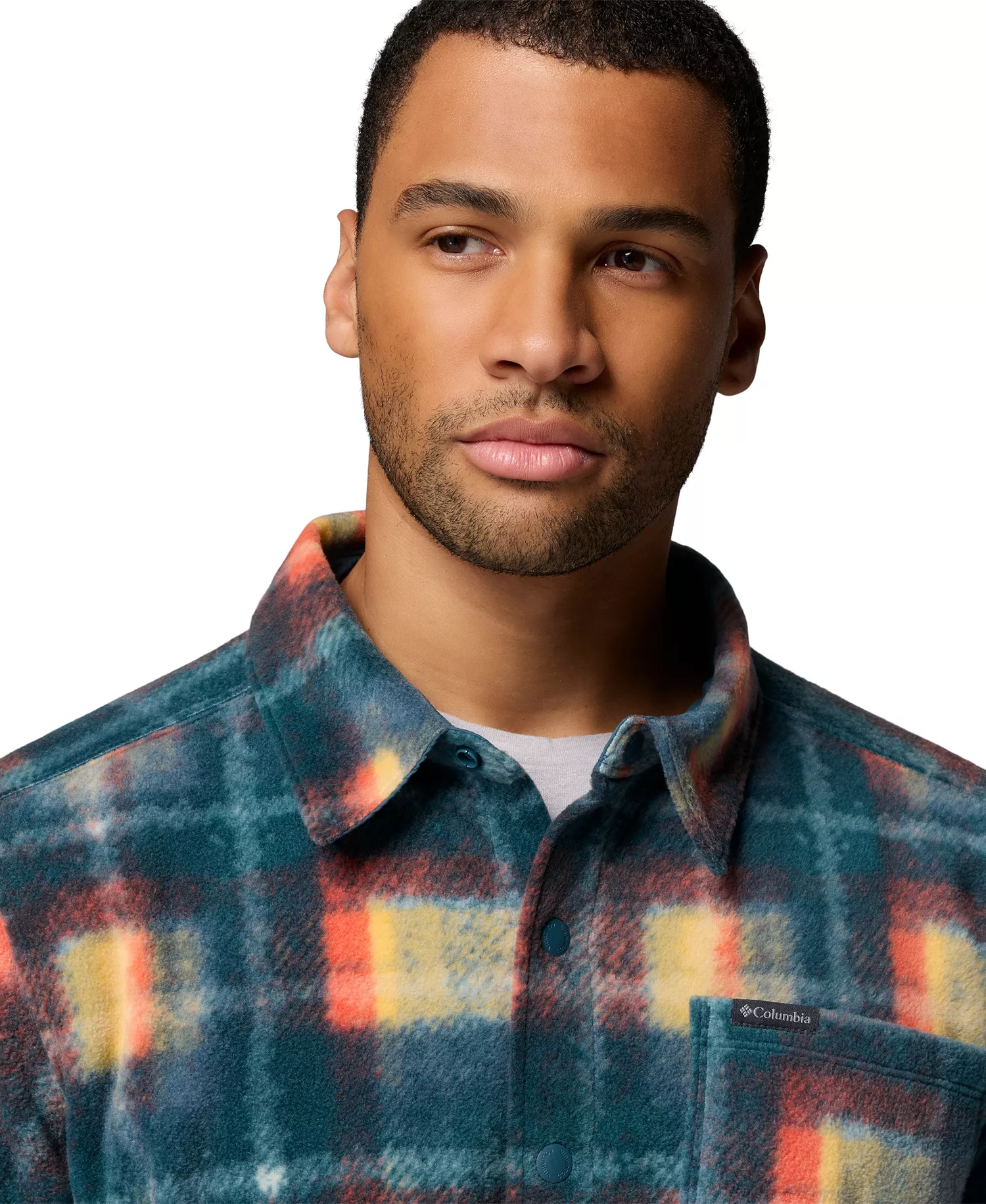 Men's Steens Mountain II Plaid Fleece Shirt Jacket - Everblue omblur - L