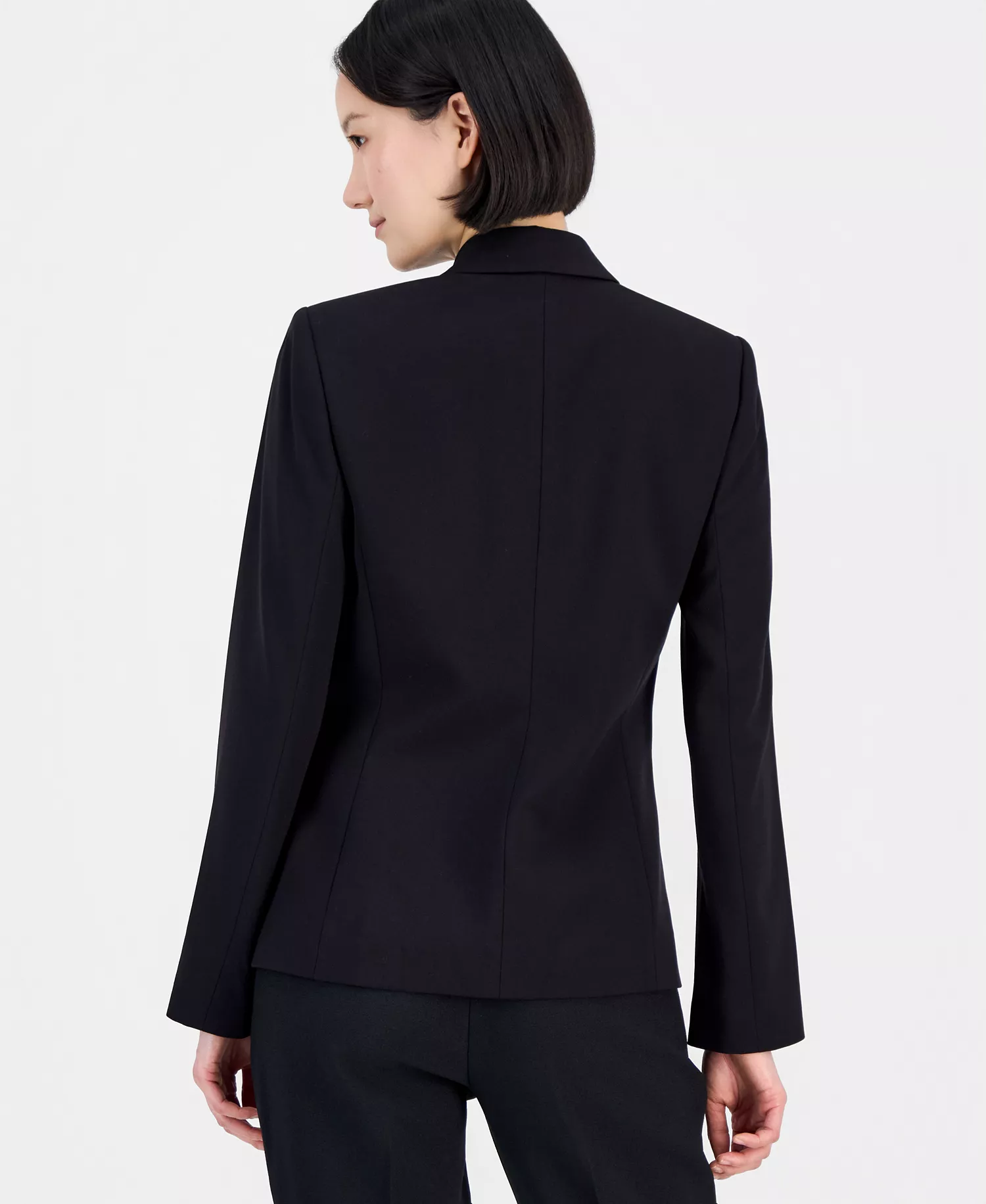 Women's One-Button Blazer With Inner-Elastic Retractable Sleeves - Black - 10