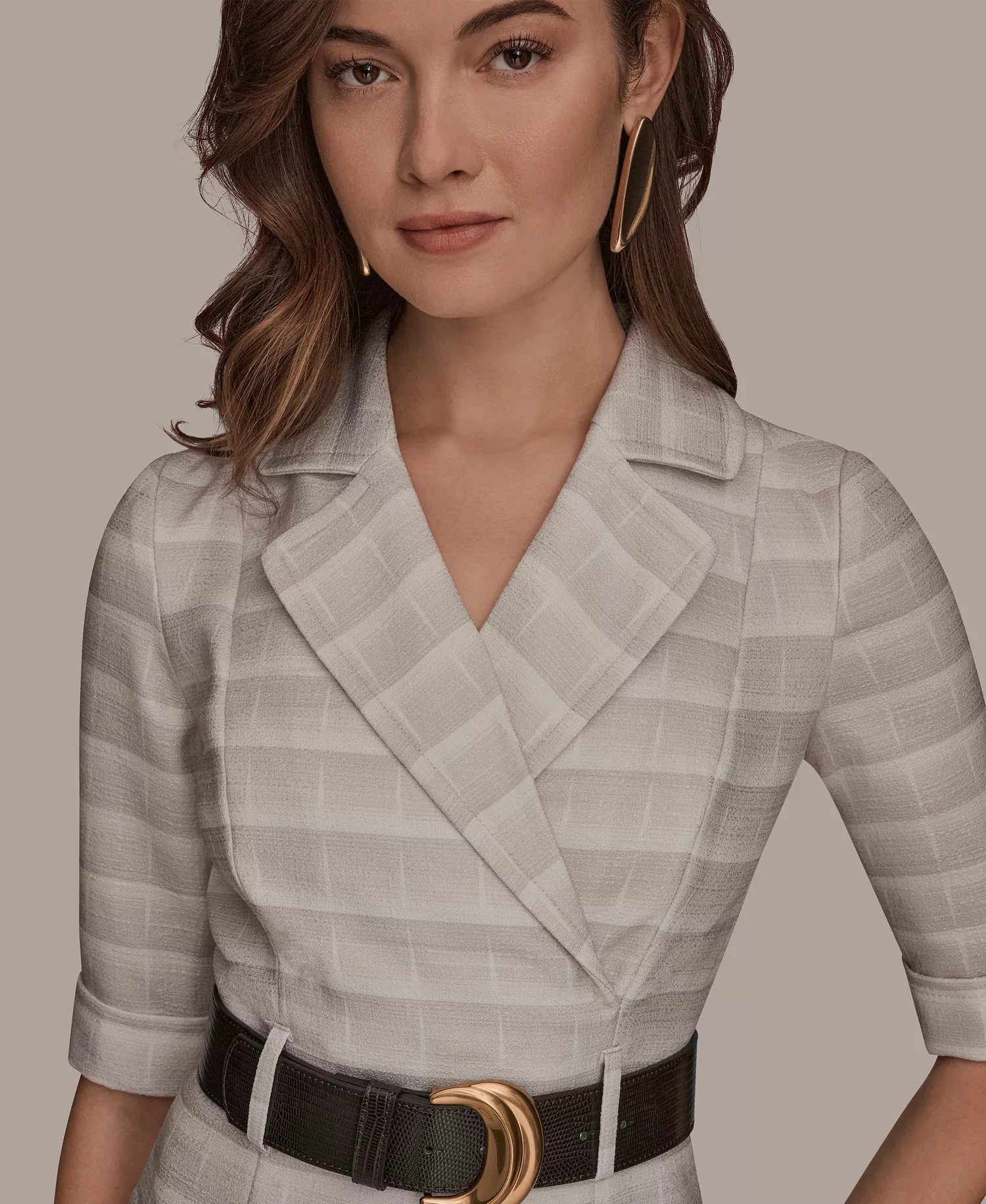 Women's Notched Lapel Striped Sheath Dress - Cream/Vapor - 10