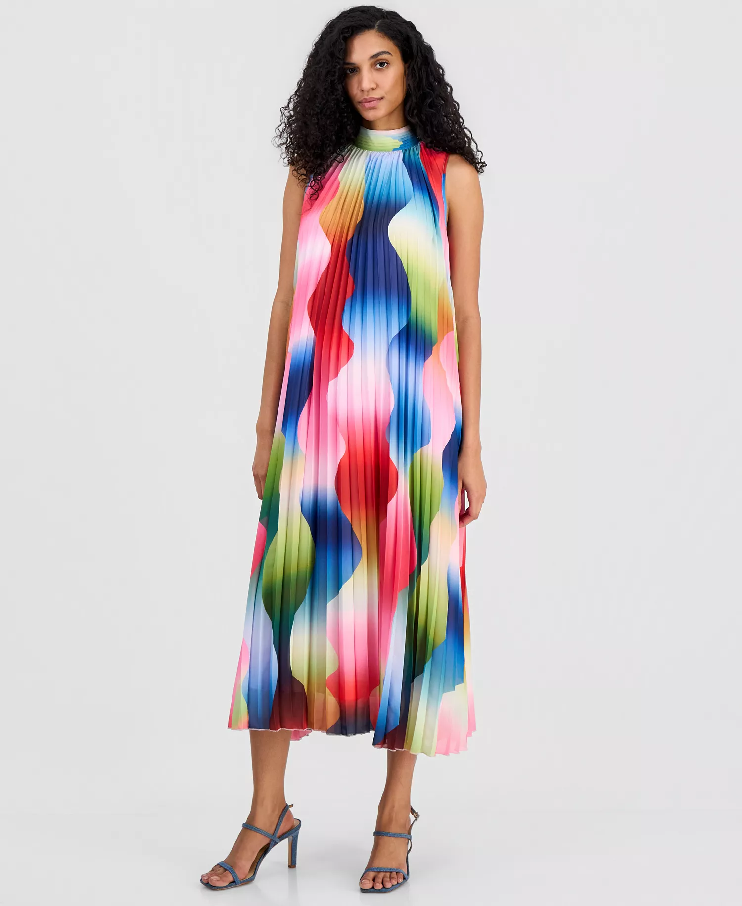 Women's Pleated Chiffon Dress - Daydream Haze - L