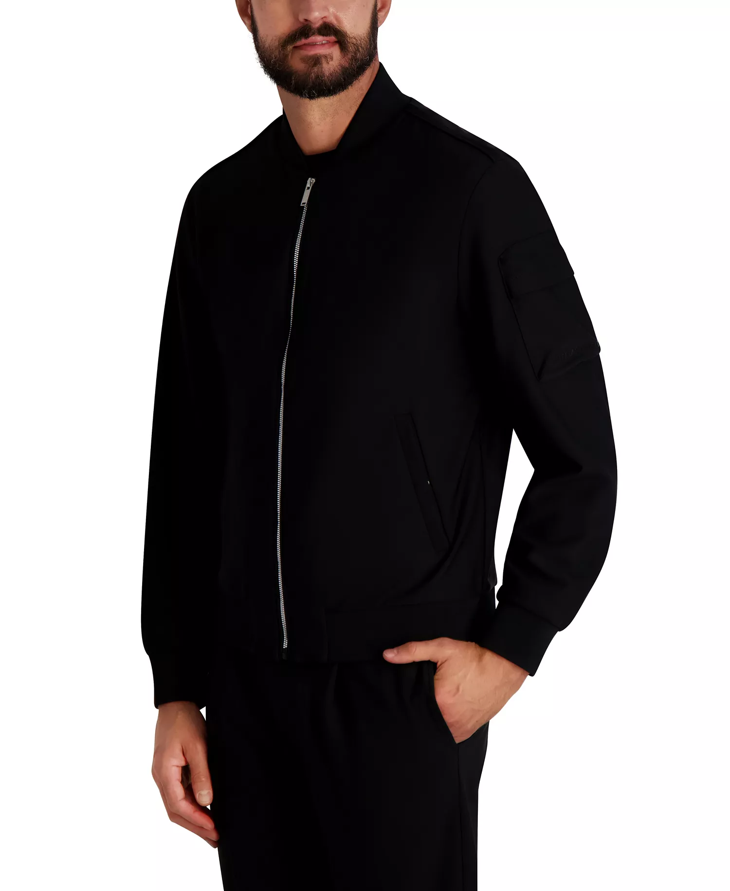 Men's Zipper Bomber Jacket - Black - S