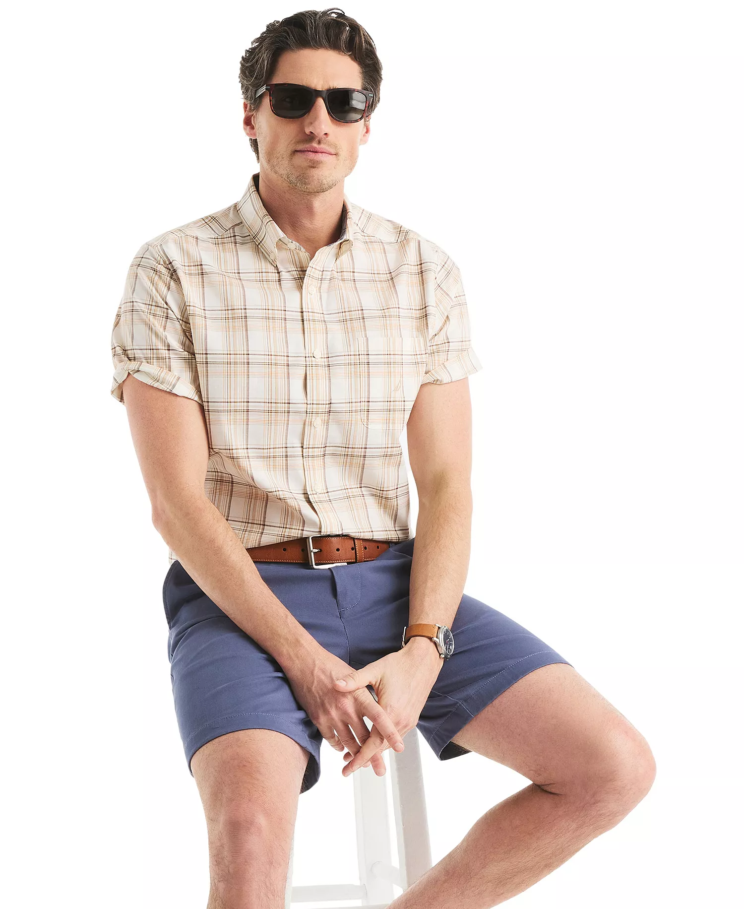 Men's Classic-Fit Plaid Shirt - Sail White - 2XL