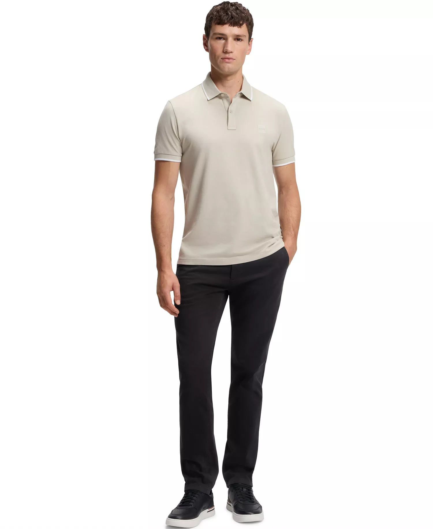 Men's Stretch-Cotton Satin Slim-Fit Chinos - Black - 30 - 30