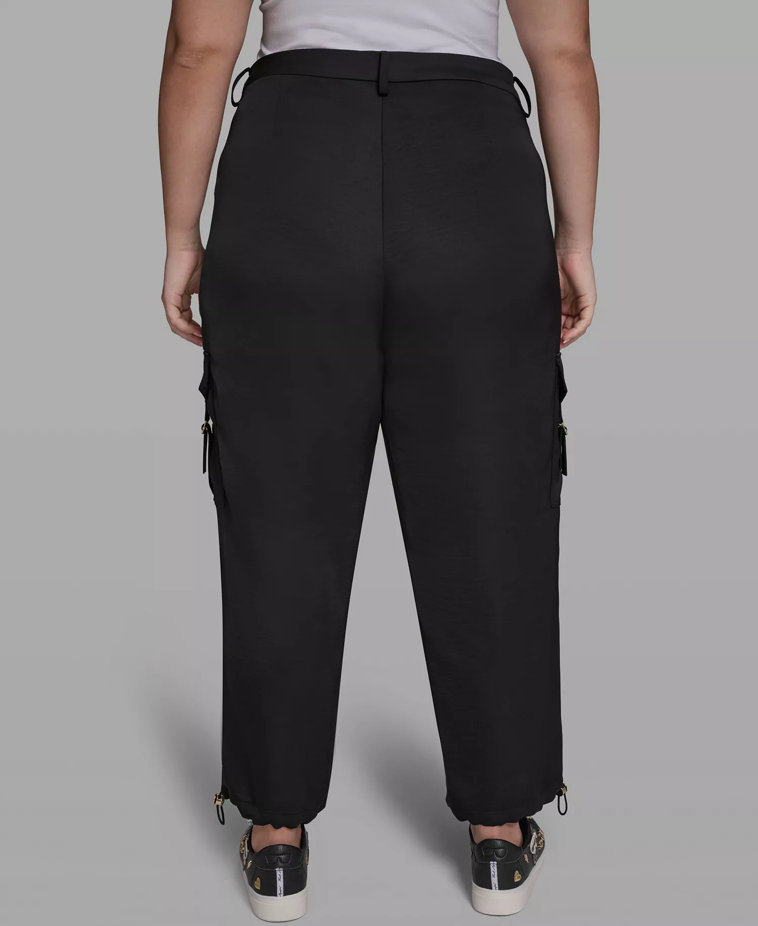 Plus Size Bungee Cargo Pants - Black - 14W