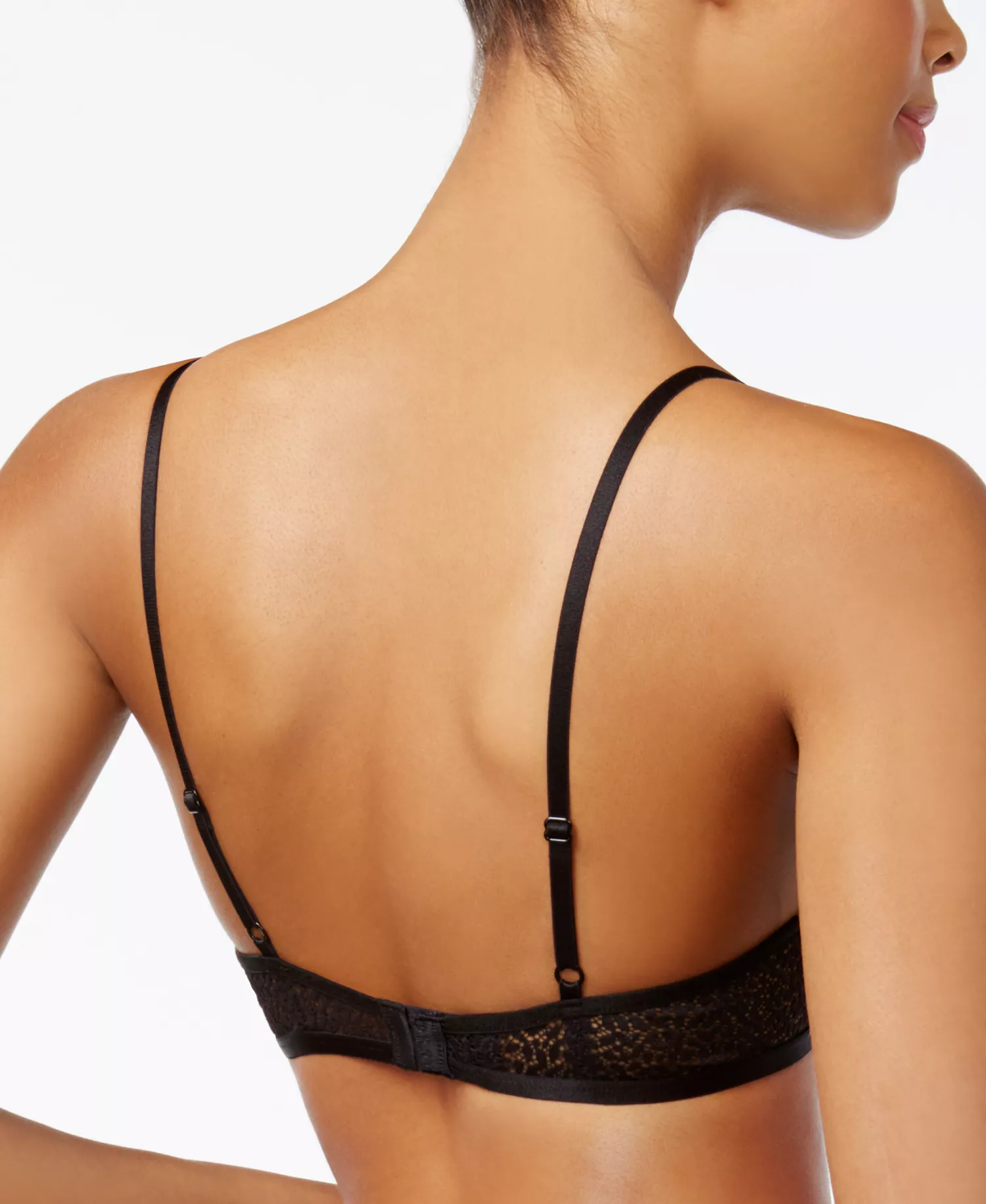 Modern Lace Sheer Demi Bra & Thong - Black - 32 - A