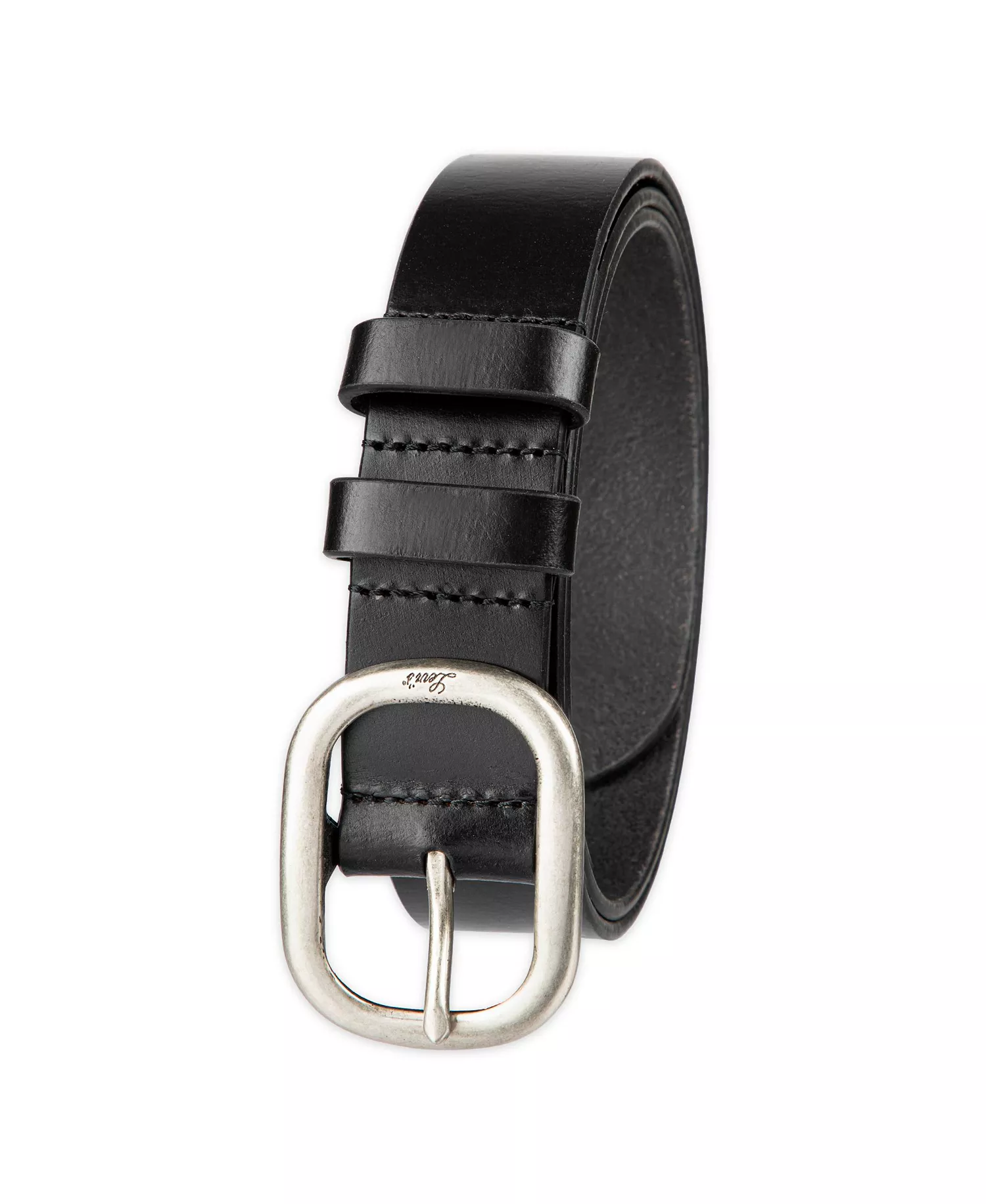 Women's Casual Center Bar Double Loop Leather Belt - Black - L
