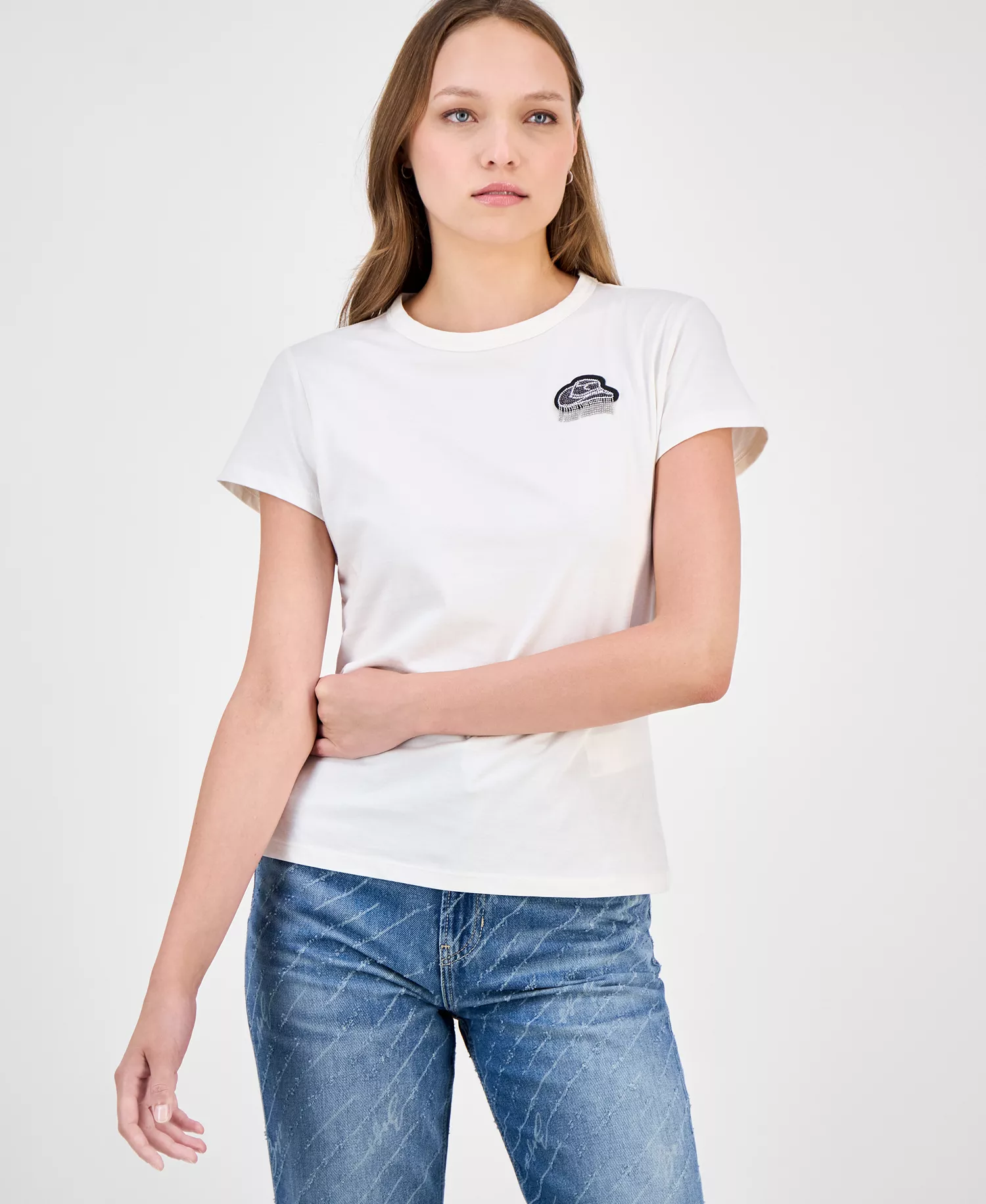 Women's Cowboy Hat Graphic T-Shirt - White - L