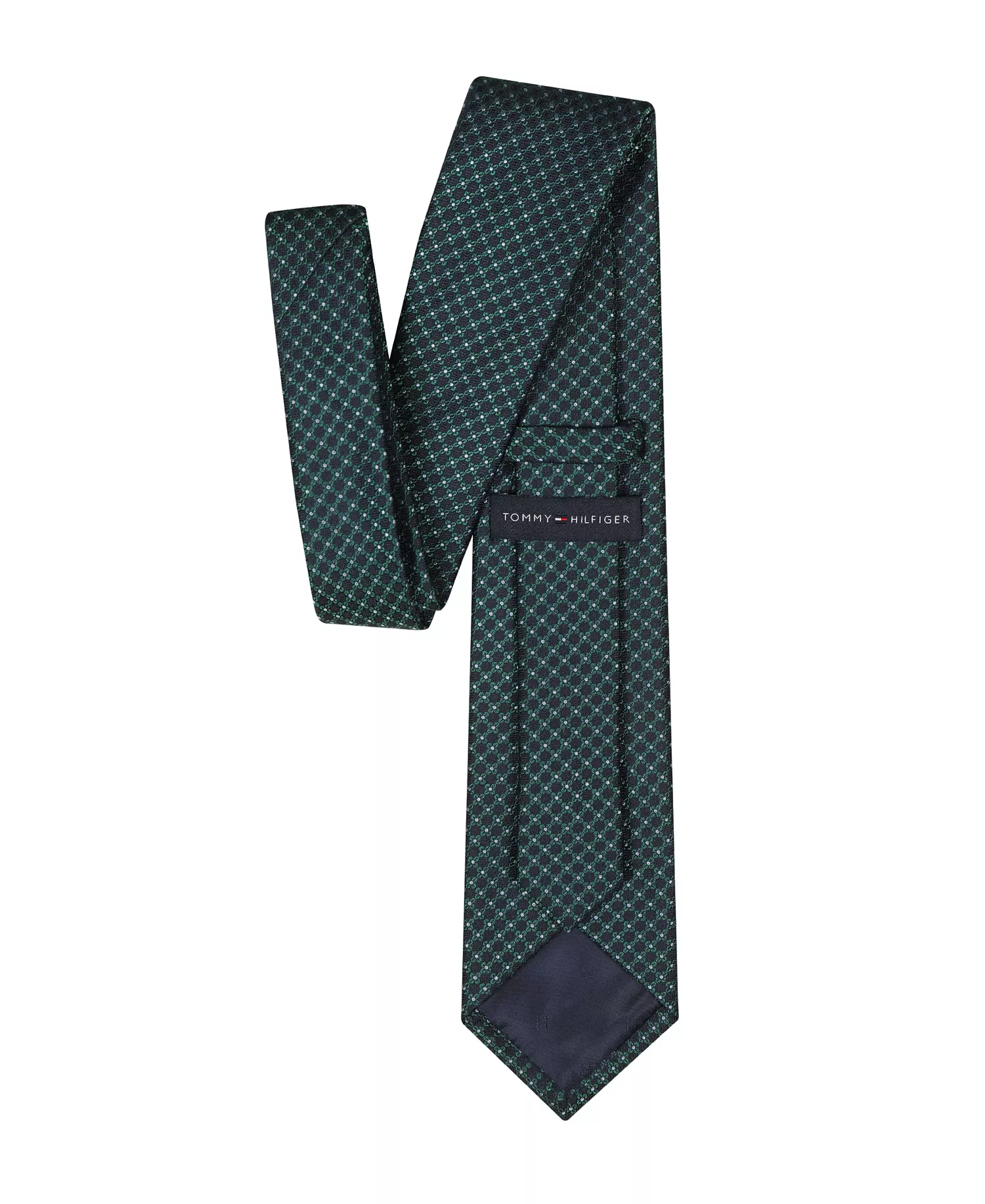 Men's Hannah Geometric Floral Print Tie - Navy/Green - ONE SIZE