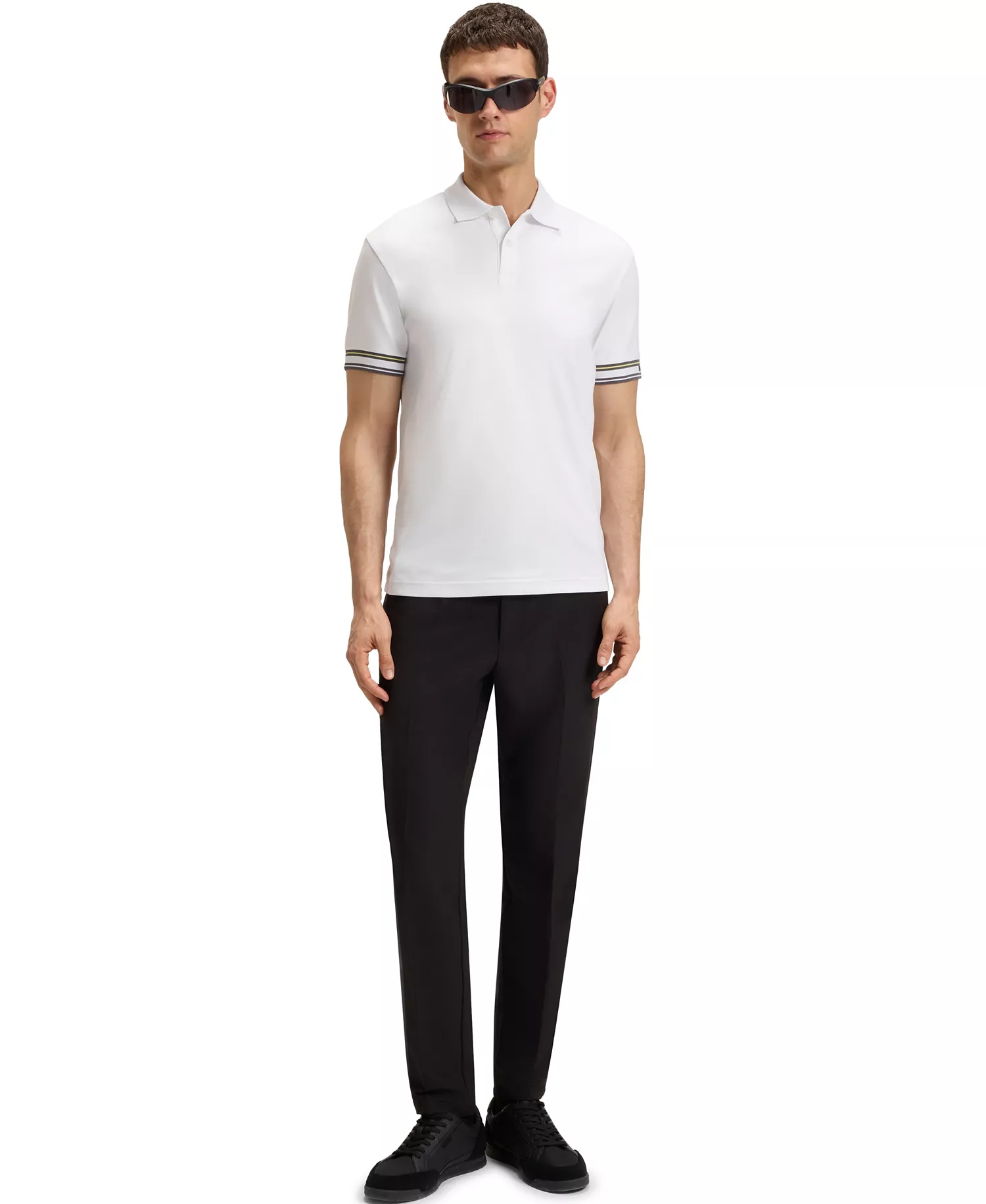Men's Cotton Slim-Fit Polo Shirt - White - S