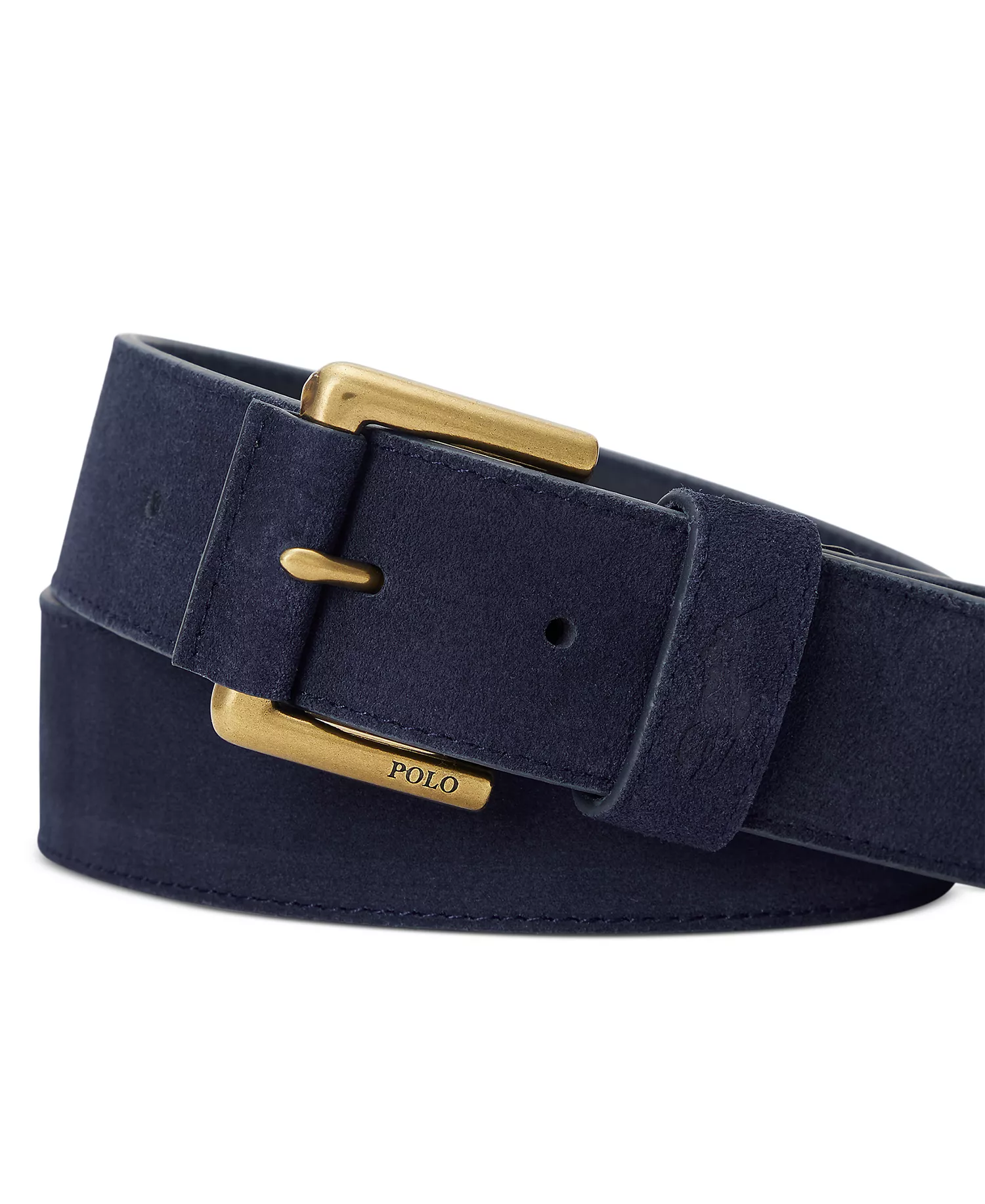 Men's Roller-Buckle Suede Belt - Navy - 32