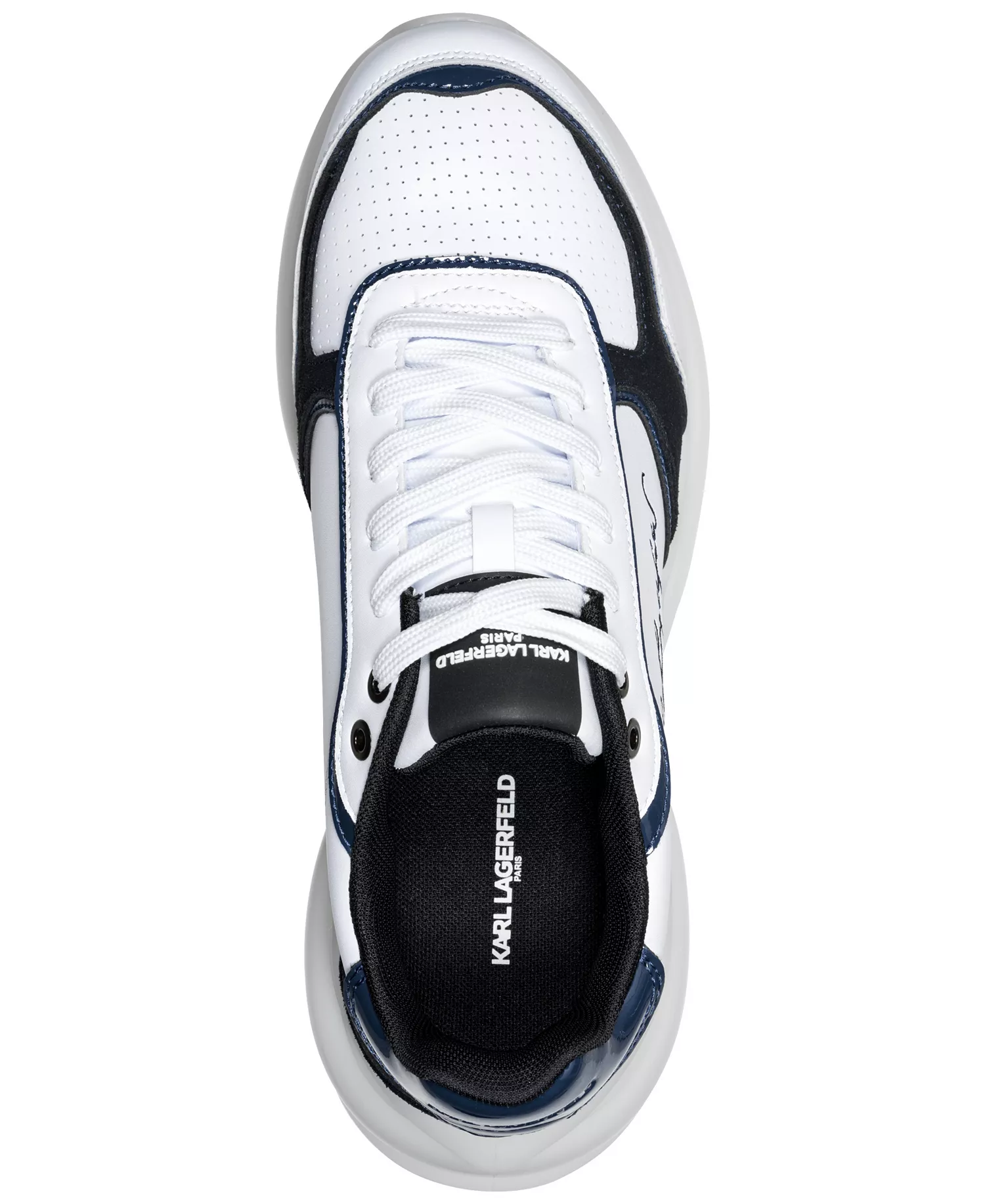 PARIS Men's Side Logo Embroidered Runner Gaetan Sneakers - White/Blue - 10.5M