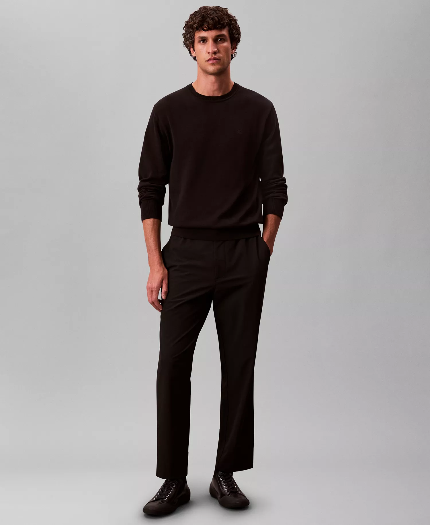 Men's Regular Fit Elastic Jogger Pants - Black - 30