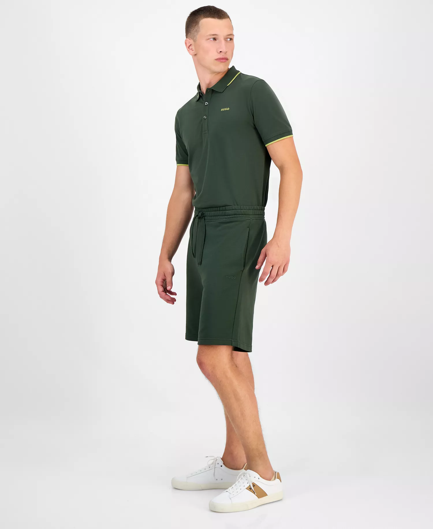 Hugo Boss Men's Dayono 9" Relaxed-Fit Drawstring Cotton French Terry Shorts - Dark Green - S