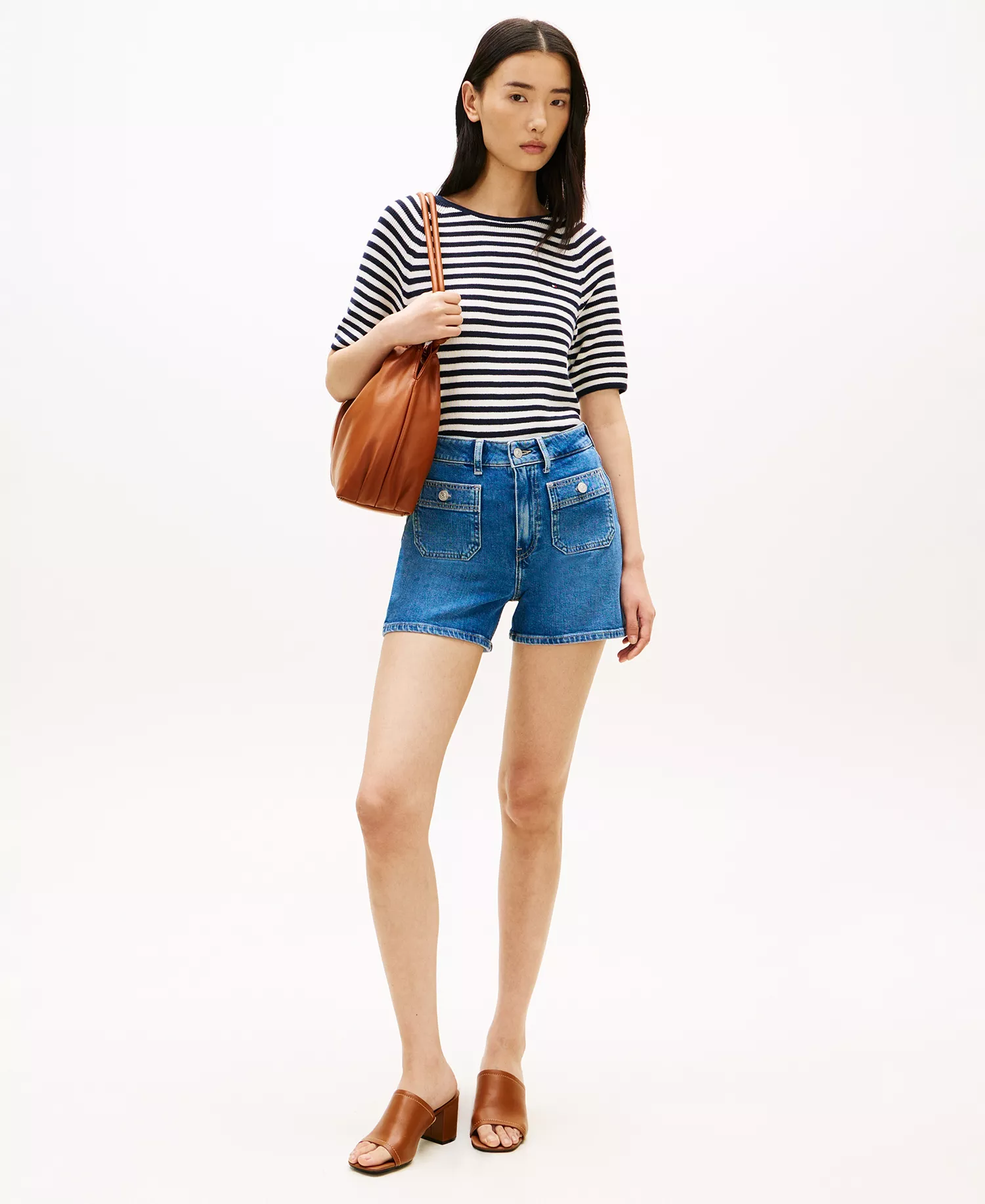 Women's Patch Pocket Denim Shorts - Nos Mid Blue - 10